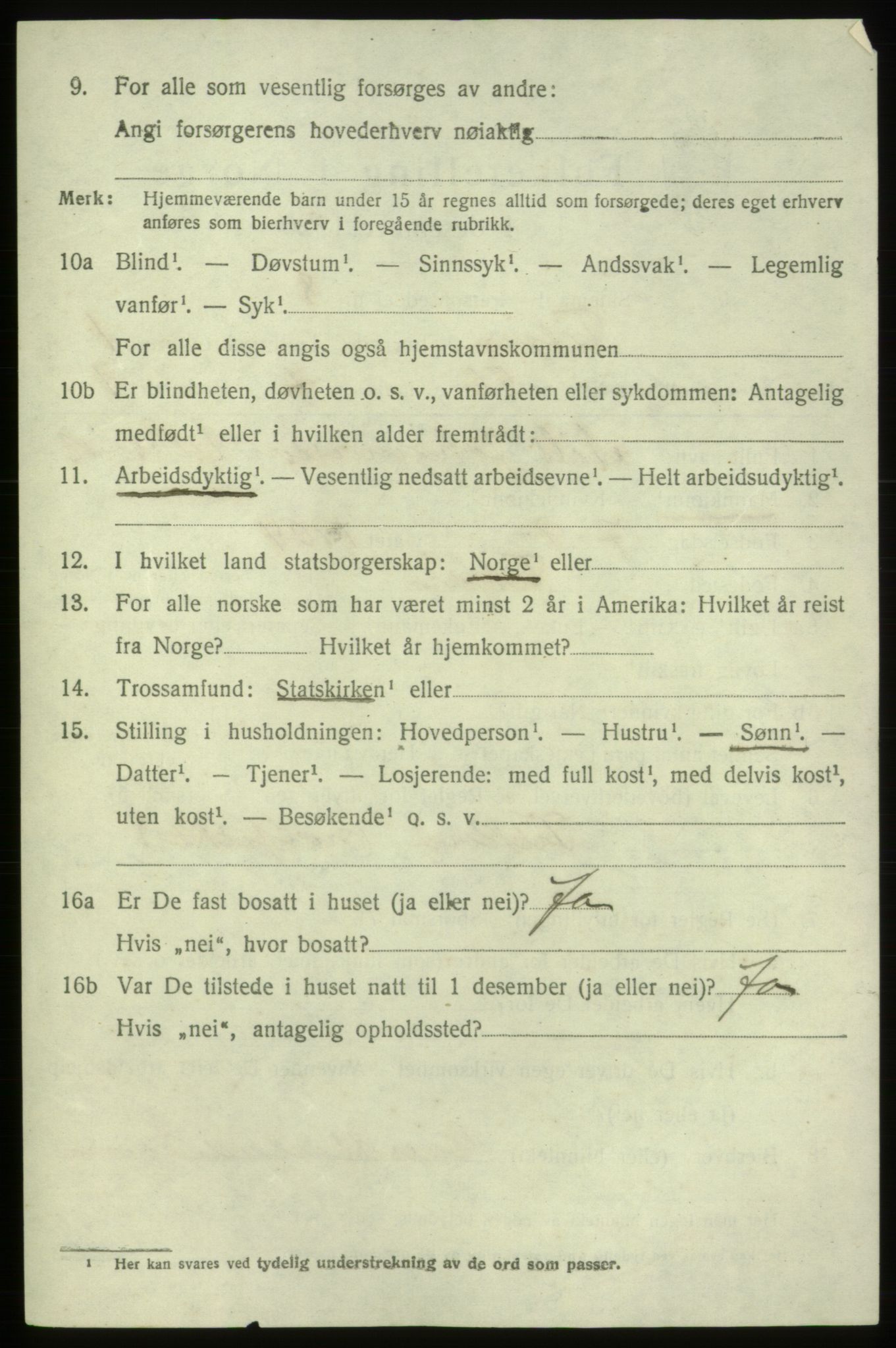 SAB, 1920 census for Fitjar, 1920, p. 1567