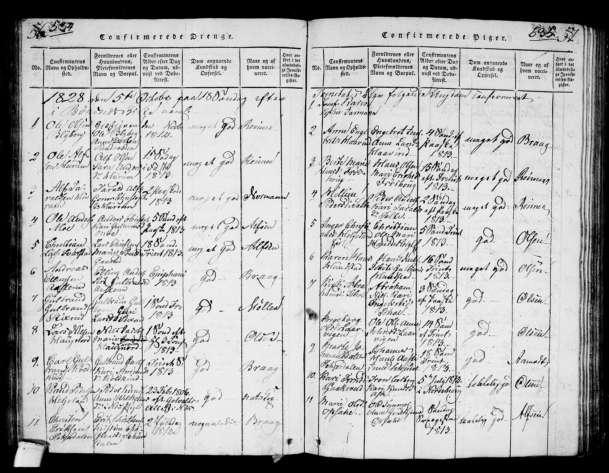 Hole kirkebøker, AV/SAKO-A-228/G/Ga/L0001: Parish register (copy) no. I 1, 1814-1842, p. 534-535