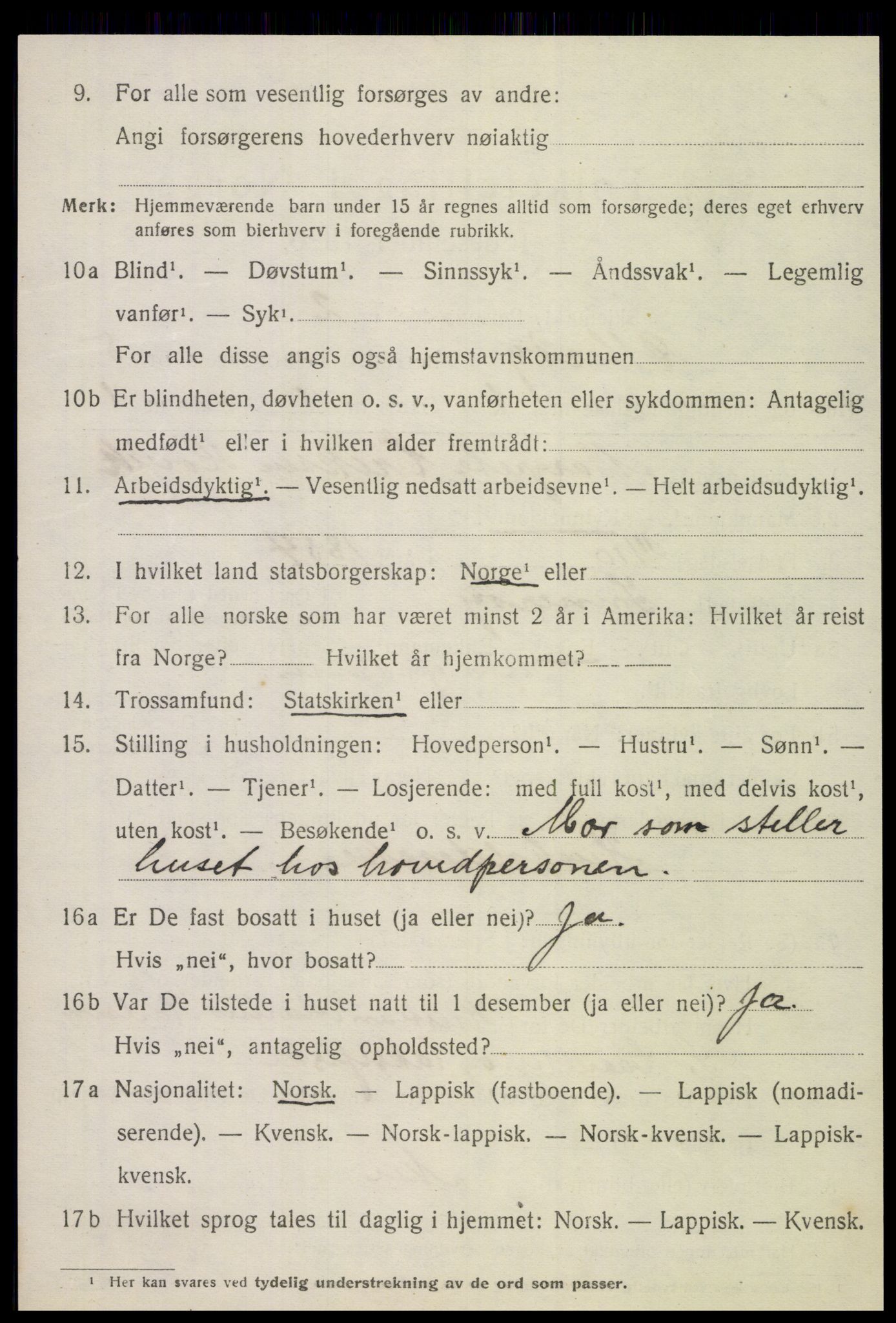 SAT, 1920 census for Otterøy, 1920, p. 1958