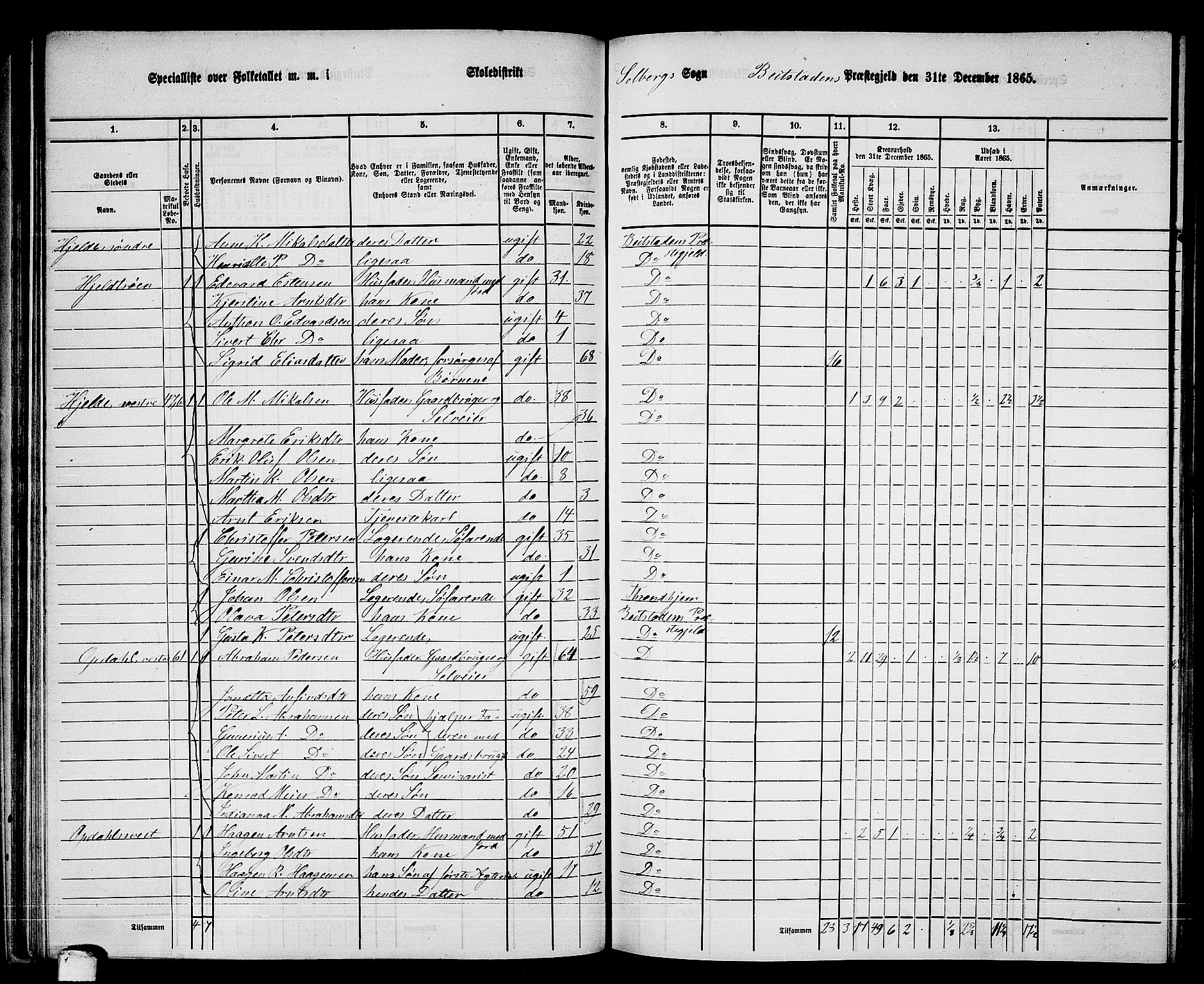 RA, 1865 census for Beitstad, 1865, p. 68