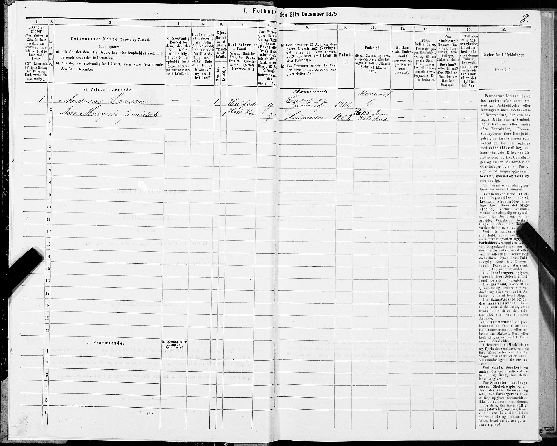 SAT, 1875 census for 1744P Overhalla, 1875, p. 3008