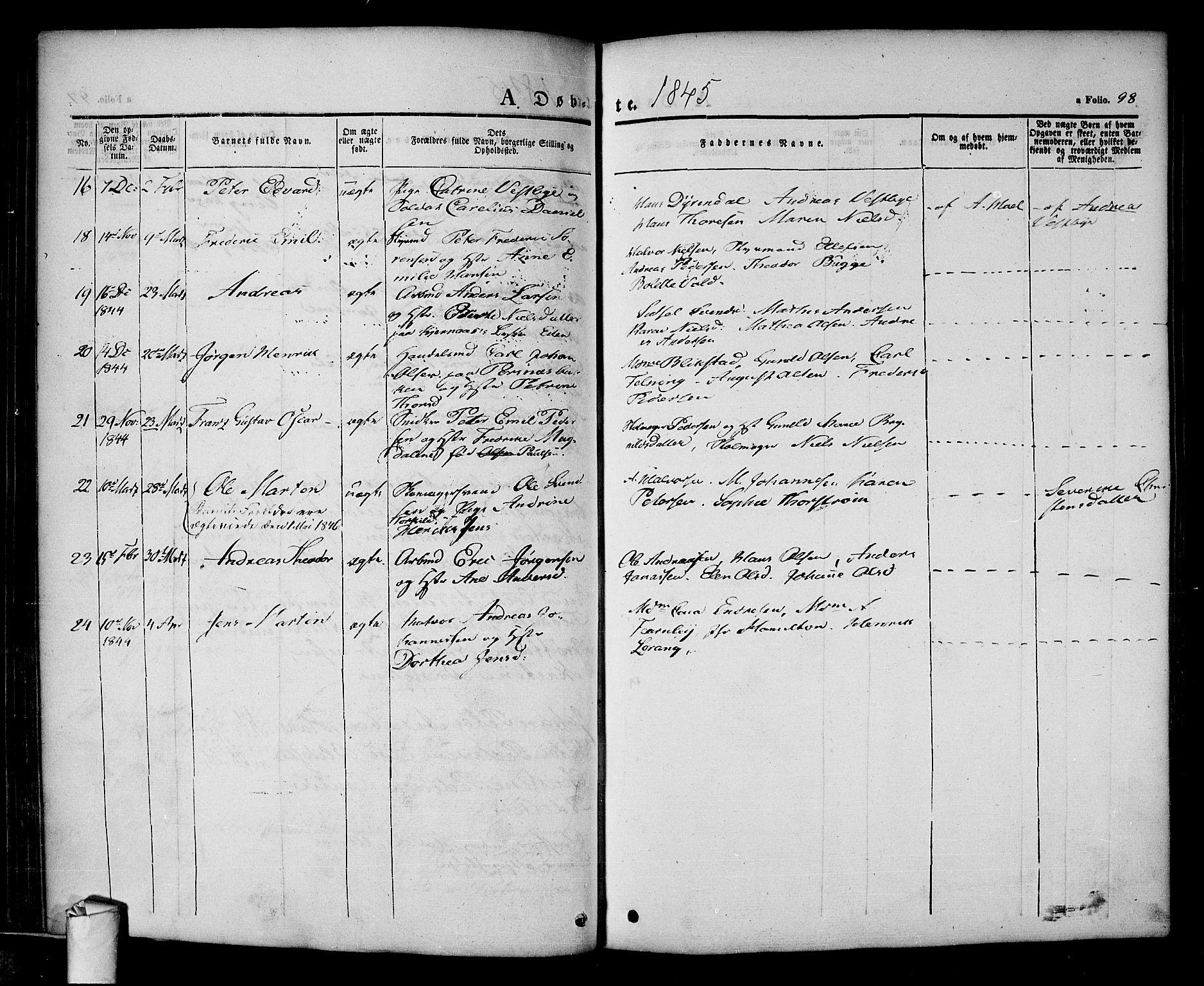 Halden prestekontor Kirkebøker, AV/SAO-A-10909/F/Fa/L0005: Parish register (official) no. I 5, 1834-1845, p. 98