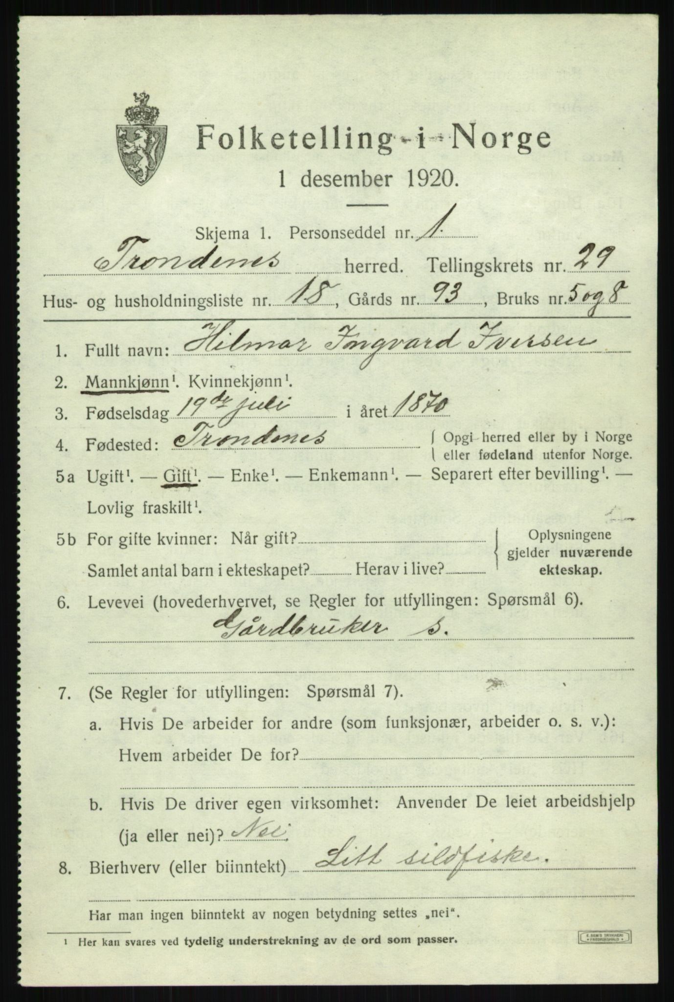 SATØ, 1920 census for Trondenes, 1920, p. 21049