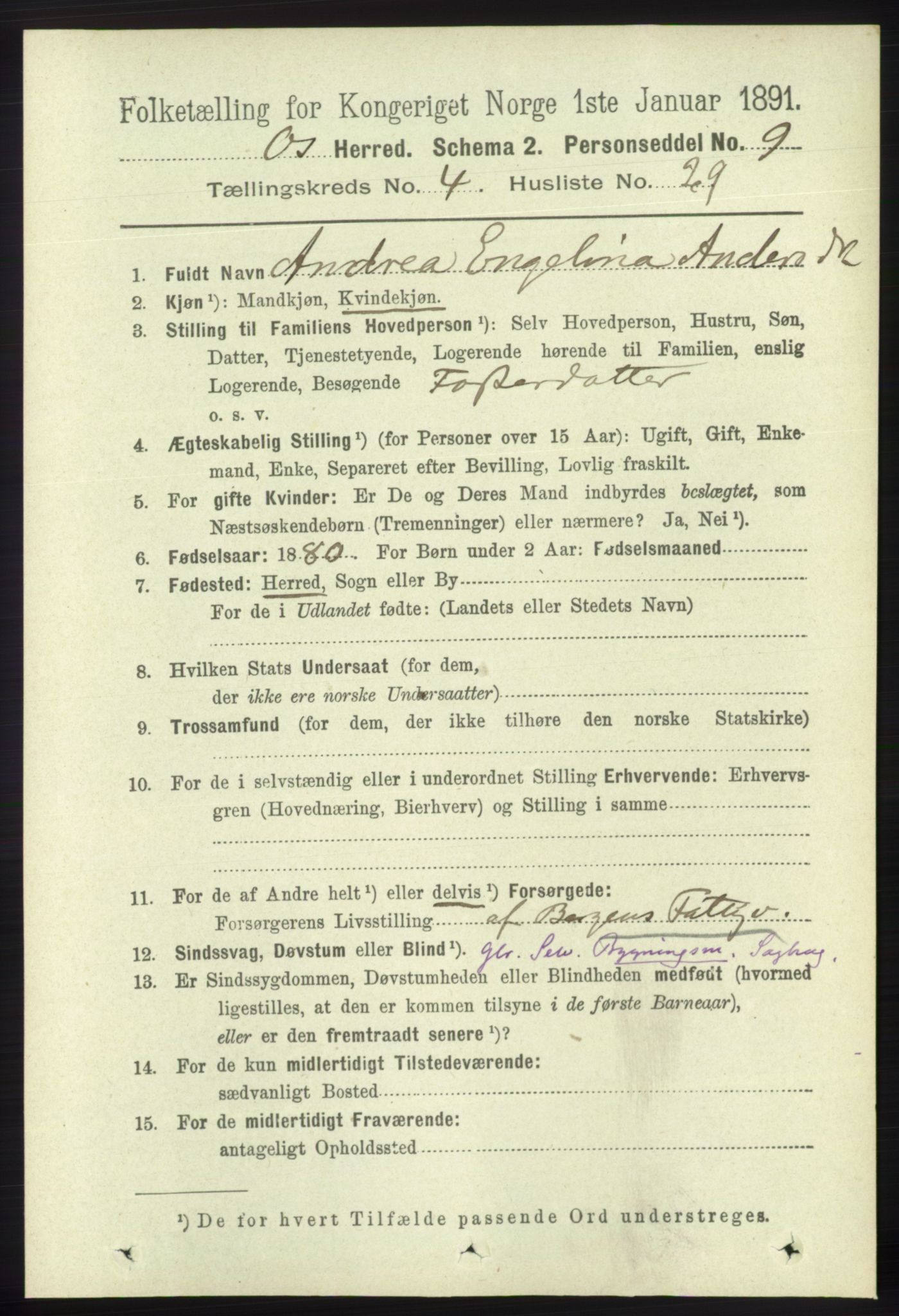 RA, 1891 census for 1243 Os, 1891, p. 1081