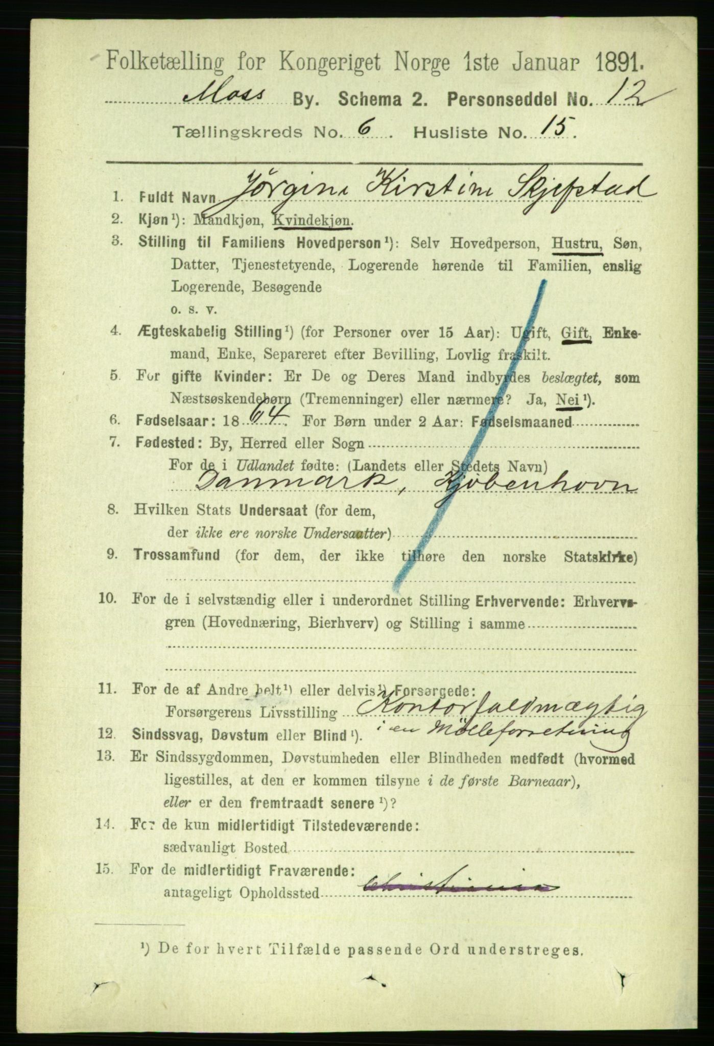 RA, 1891 census for 0104 Moss, 1891, p. 3548