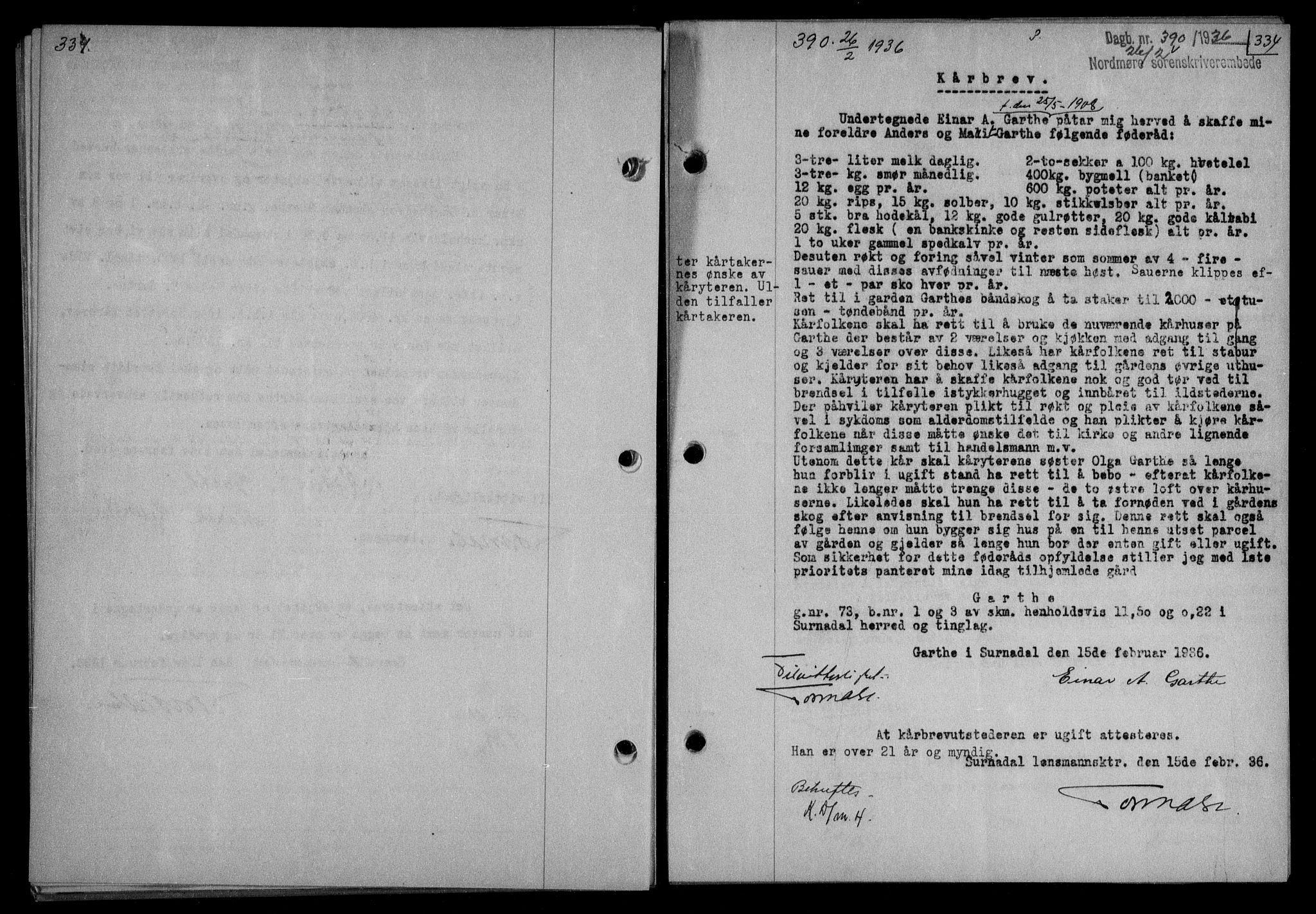 Nordmøre sorenskriveri, AV/SAT-A-4132/1/2/2Ca/L0087: Mortgage book no. 77, 1935-1936, Deed date: 26.02.1936