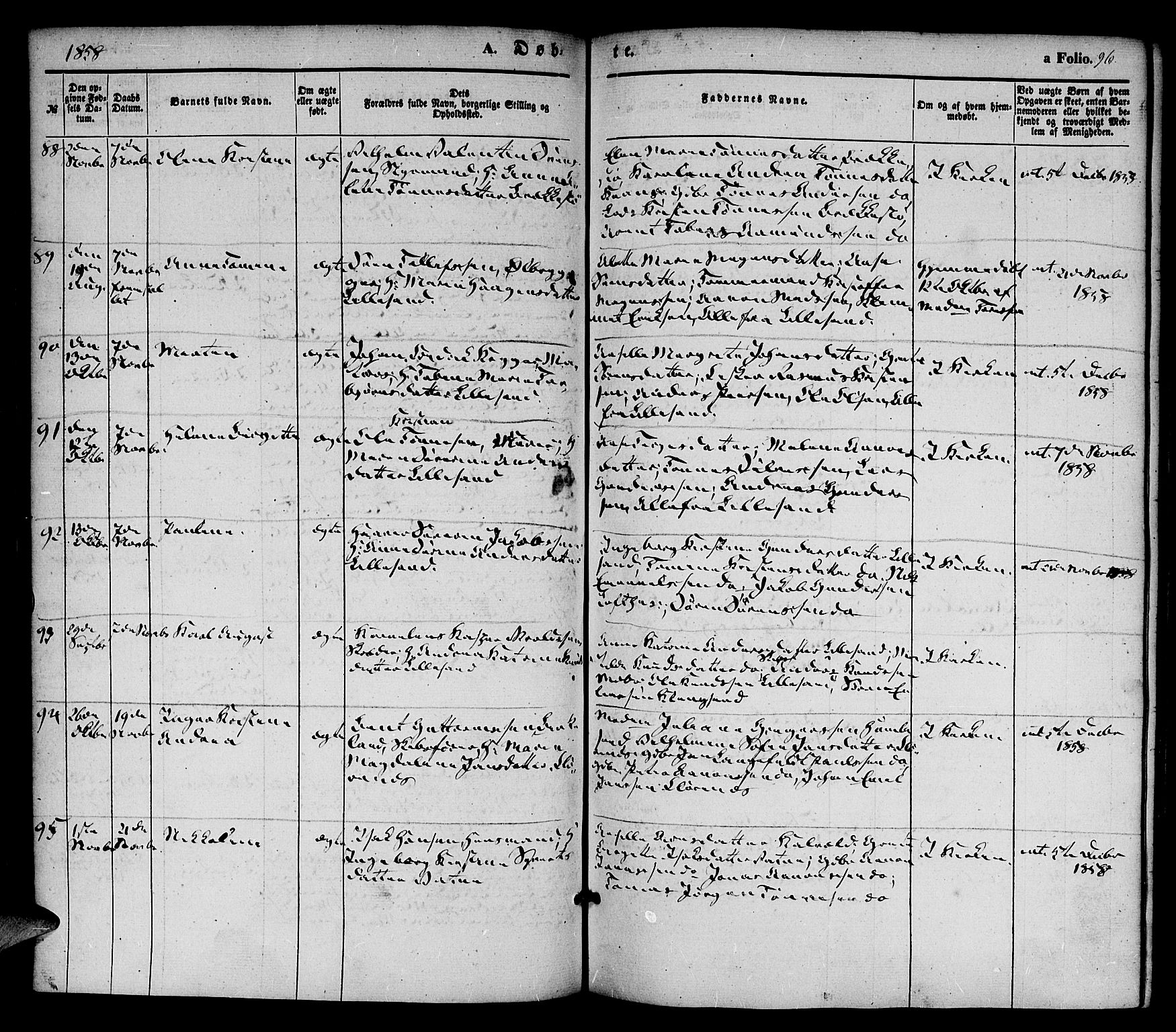 Vestre Moland sokneprestkontor, AV/SAK-1111-0046/F/Fa/Fab/L0006: Parish register (official) no. A 6, 1850-1858, p. 96