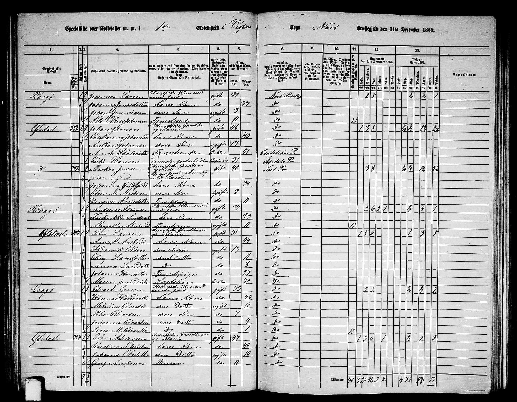 RA, 1865 census for Nærøy, 1865, p. 85