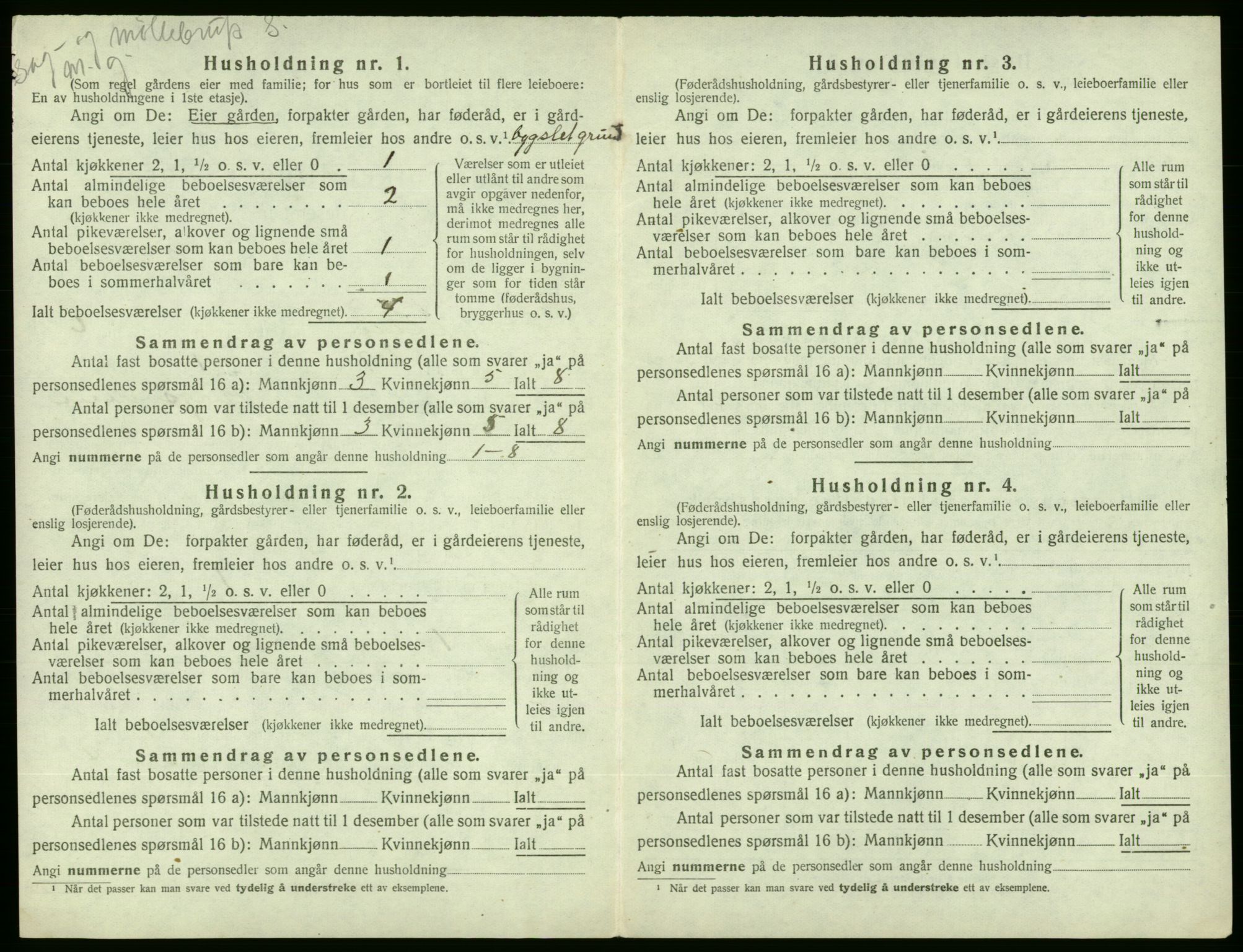 SAB, 1920 census for Ølen, 1920, p. 453