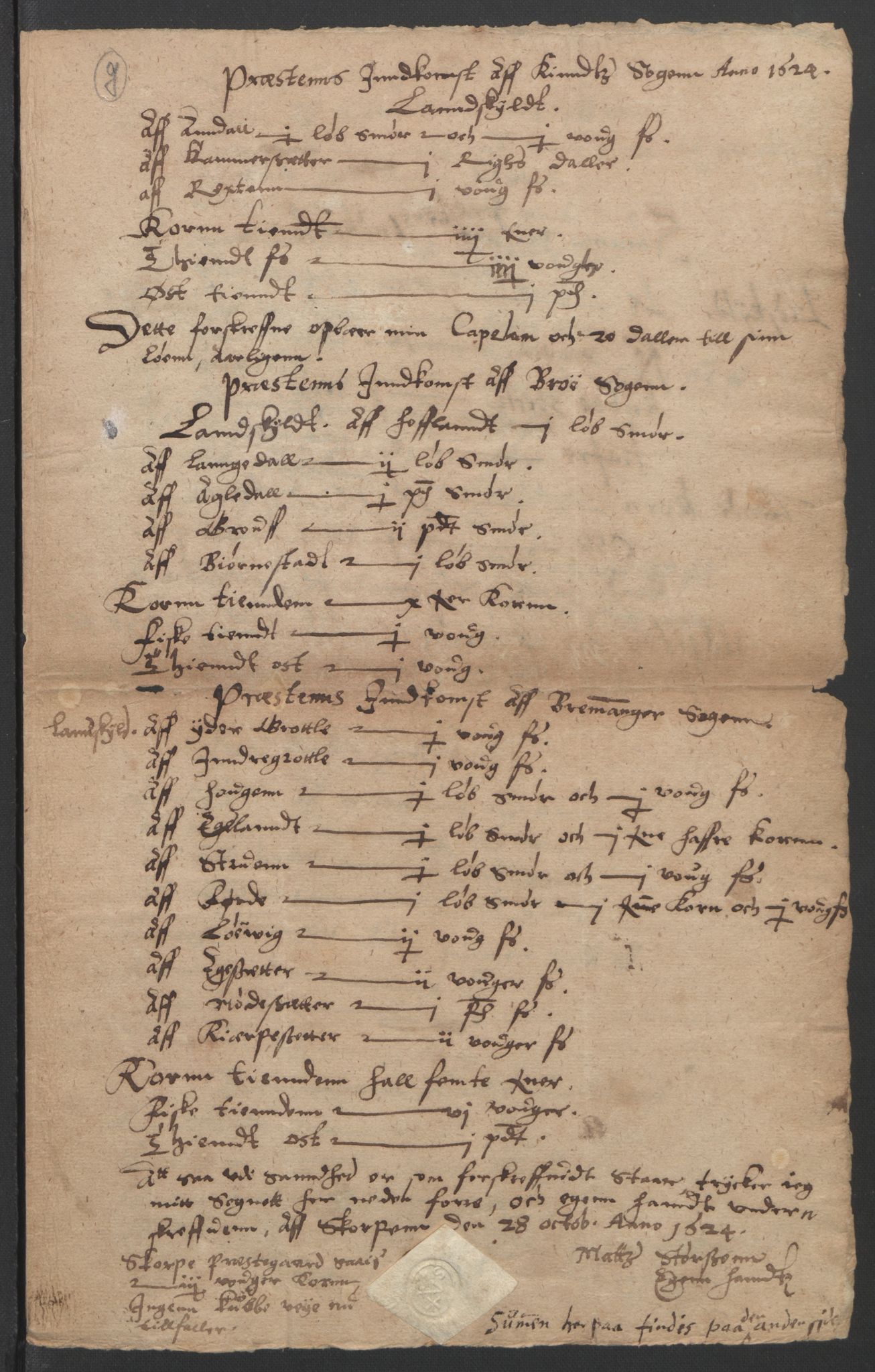 Stattholderembetet 1572-1771, AV/RA-EA-2870/Ek/L0015/0001: Jordebøker til utlikning av rosstjeneste 1624-1626: / Kirke- og prestebolsinntekter i Bergen bispedømme, 1624-1626, p. 206