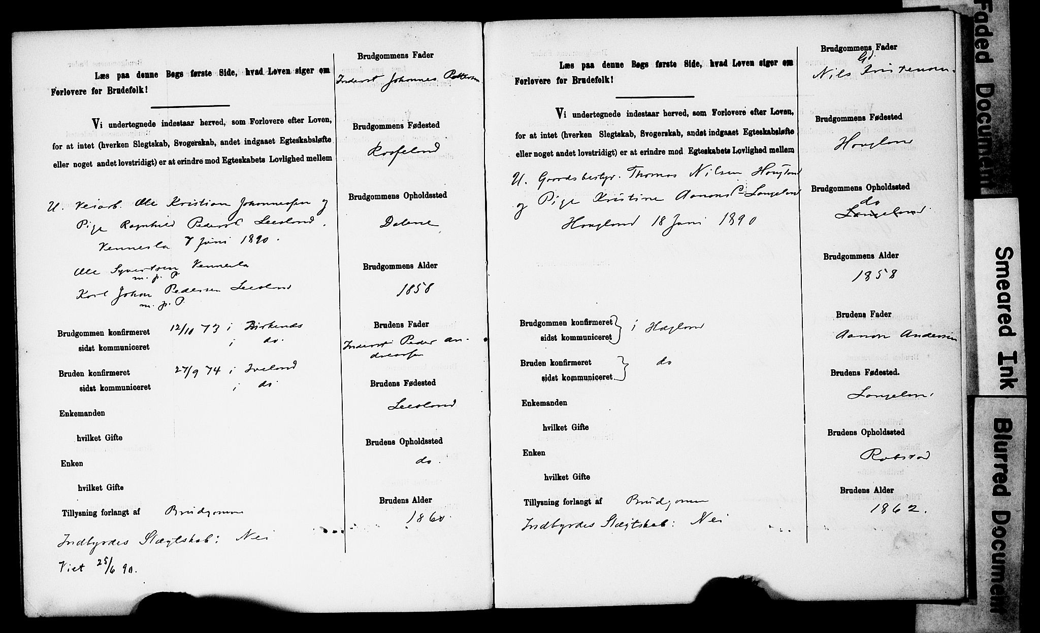 Vennesla sokneprestkontor, AV/SAK-1111-0045/J/L0032/0003: Banns register no. II 5 1, 1886-1892, p. 49