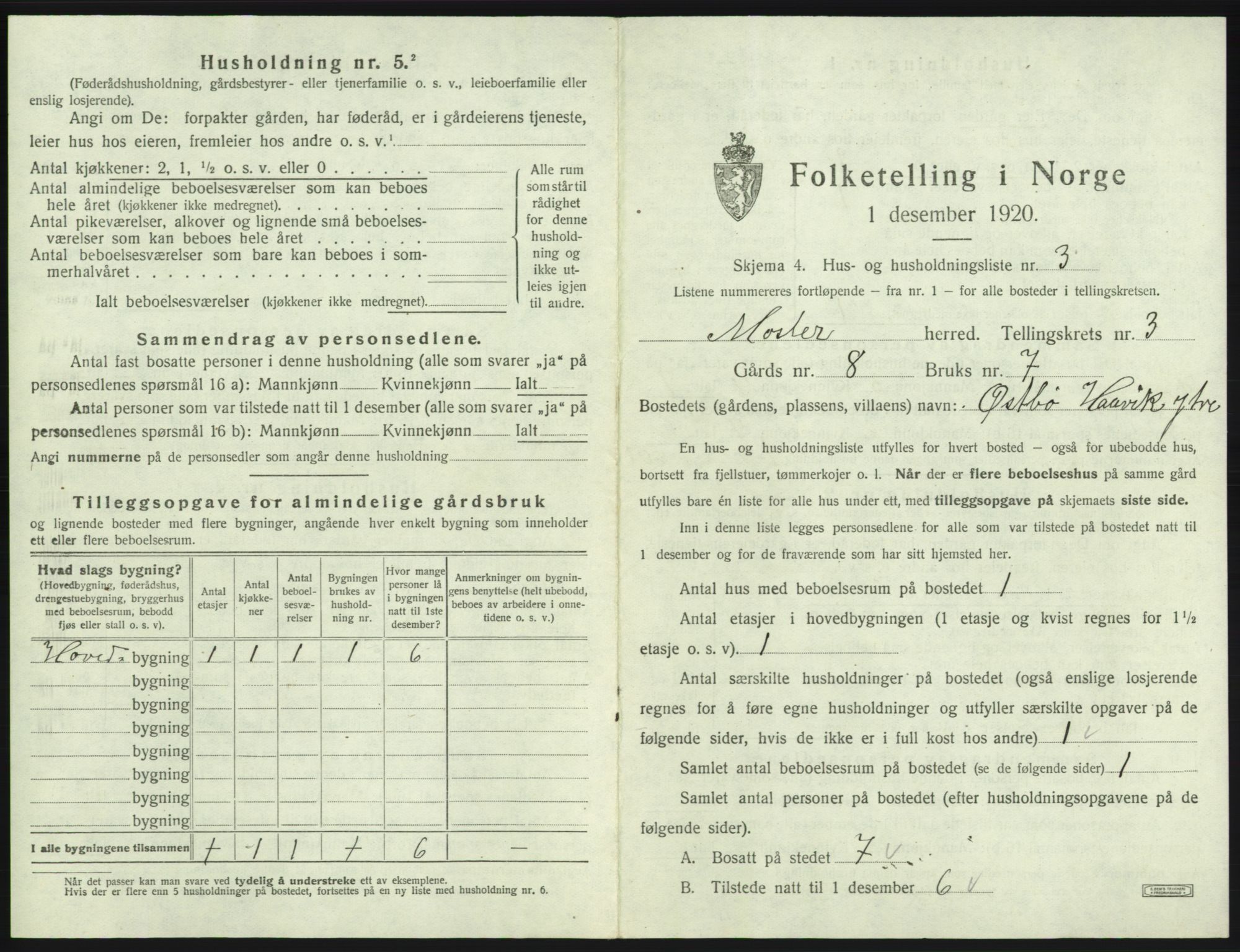 SAB, 1920 census for Moster, 1920, p. 118