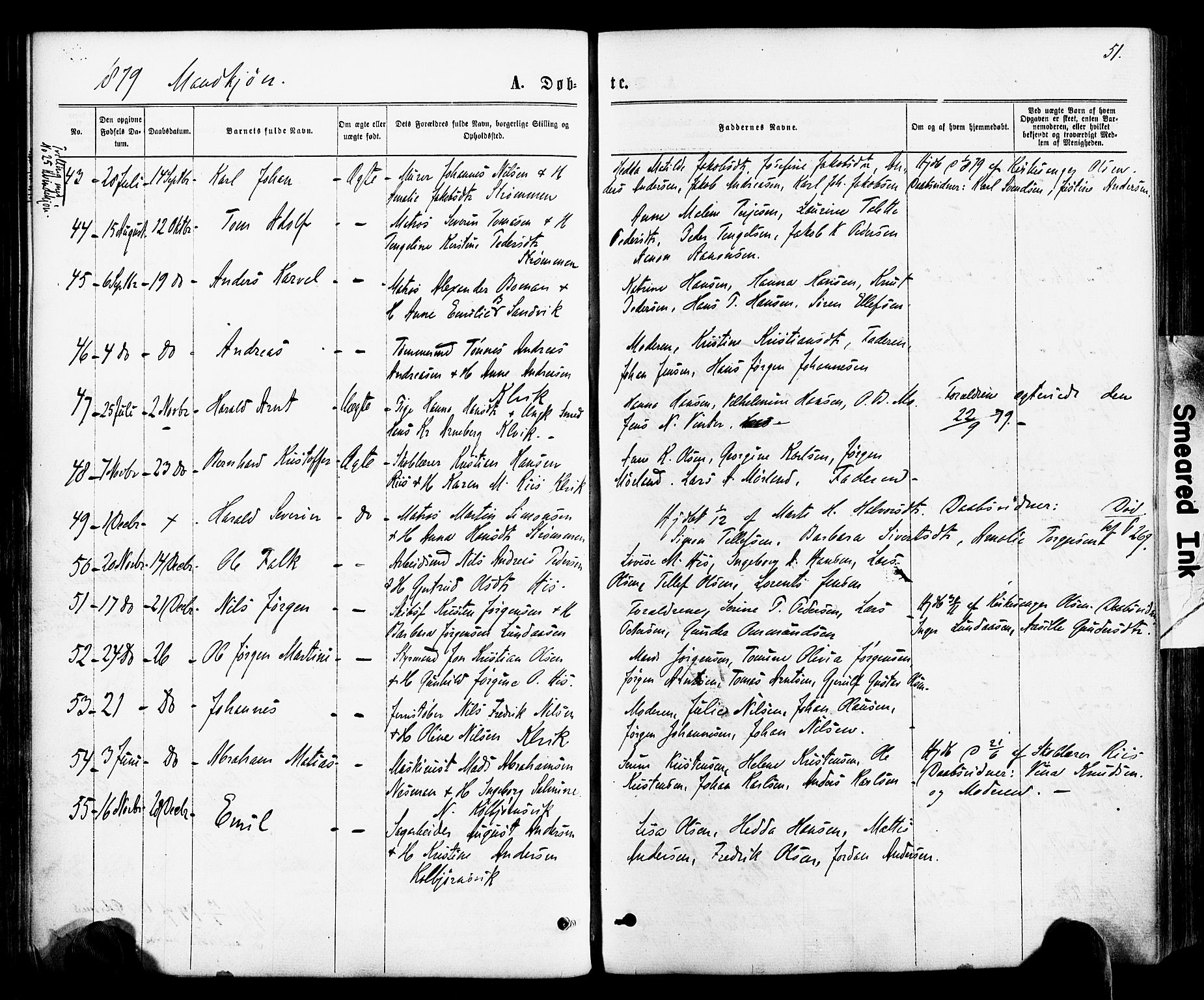 Hisøy sokneprestkontor, SAK/1111-0020/F/Fa/L0002: Parish register (official) no. A 2, 1872-1880, p. 51