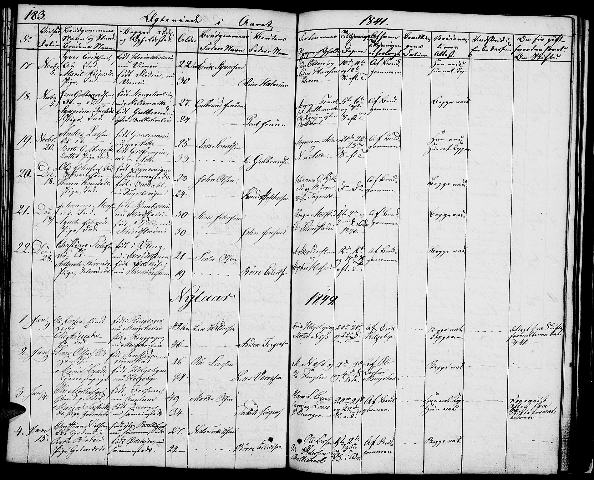 Nes prestekontor, Hedmark, SAH/PREST-020/L/La/L0004: Parish register (copy) no. 4, 1832-1861, p. 183