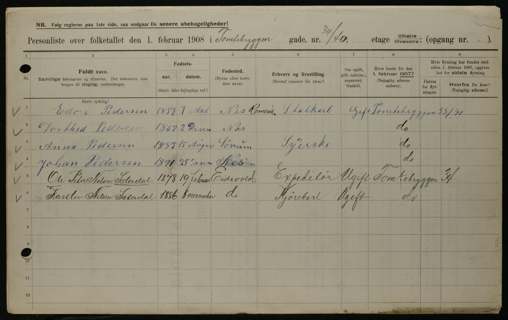 OBA, Municipal Census 1908 for Kristiania, 1908, p. 101995