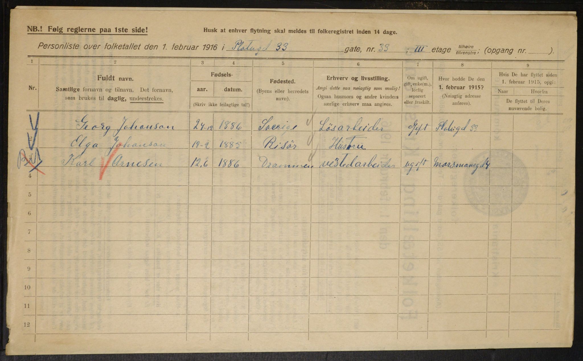 OBA, Municipal Census 1916 for Kristiania, 1916, p. 82808