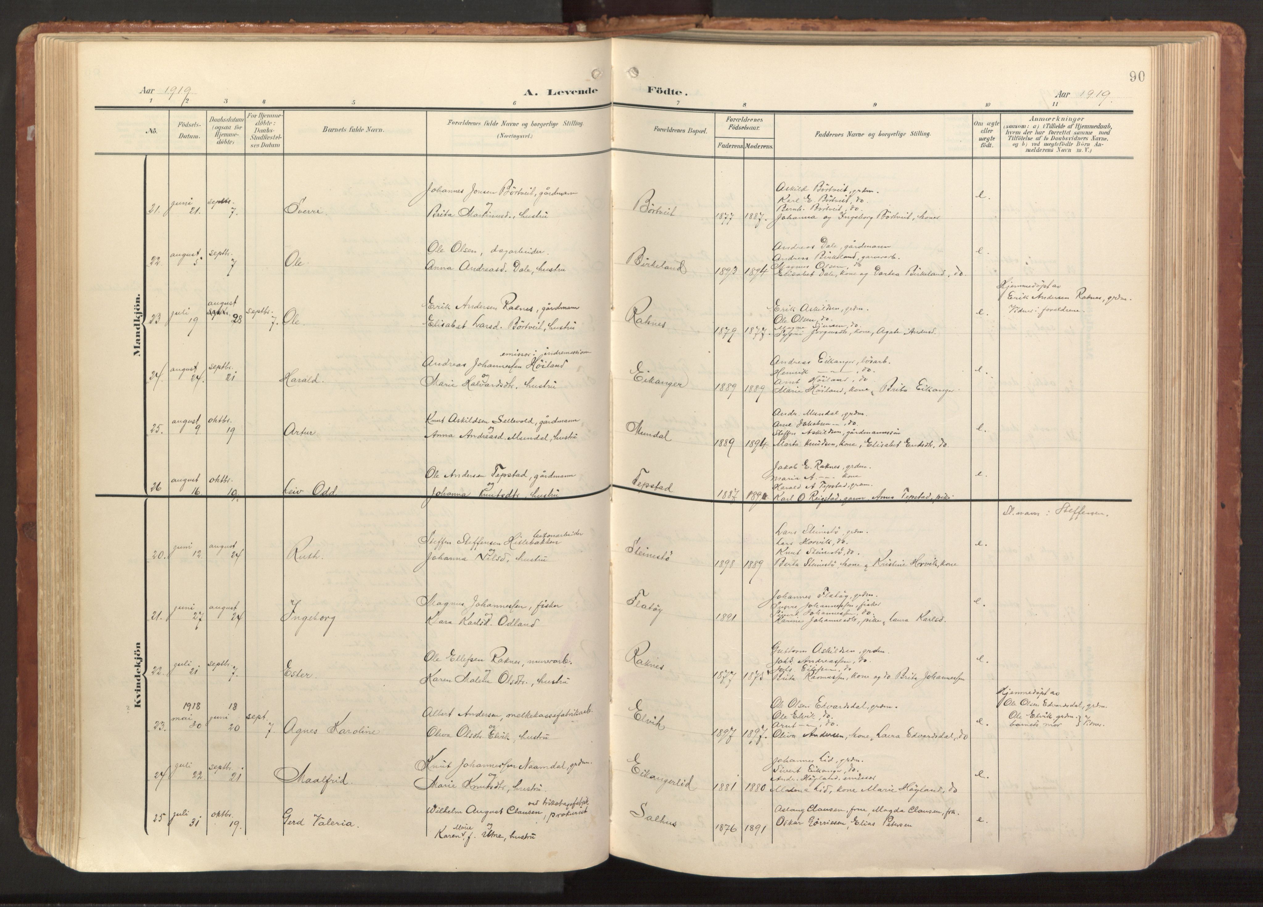 Hamre sokneprestembete, AV/SAB-A-75501/H/Ha/Haa/Haab/L0002: Parish register (official) no. B 2, 1905-1924, p. 90