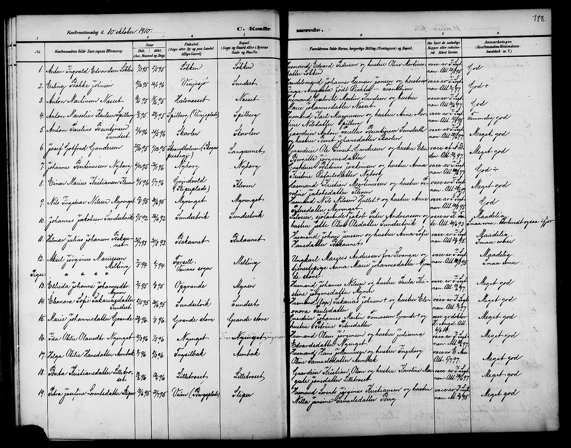 Ministerialprotokoller, klokkerbøker og fødselsregistre - Nord-Trøndelag, SAT/A-1458/733/L0327: Parish register (copy) no. 733C02, 1888-1918, p. 118