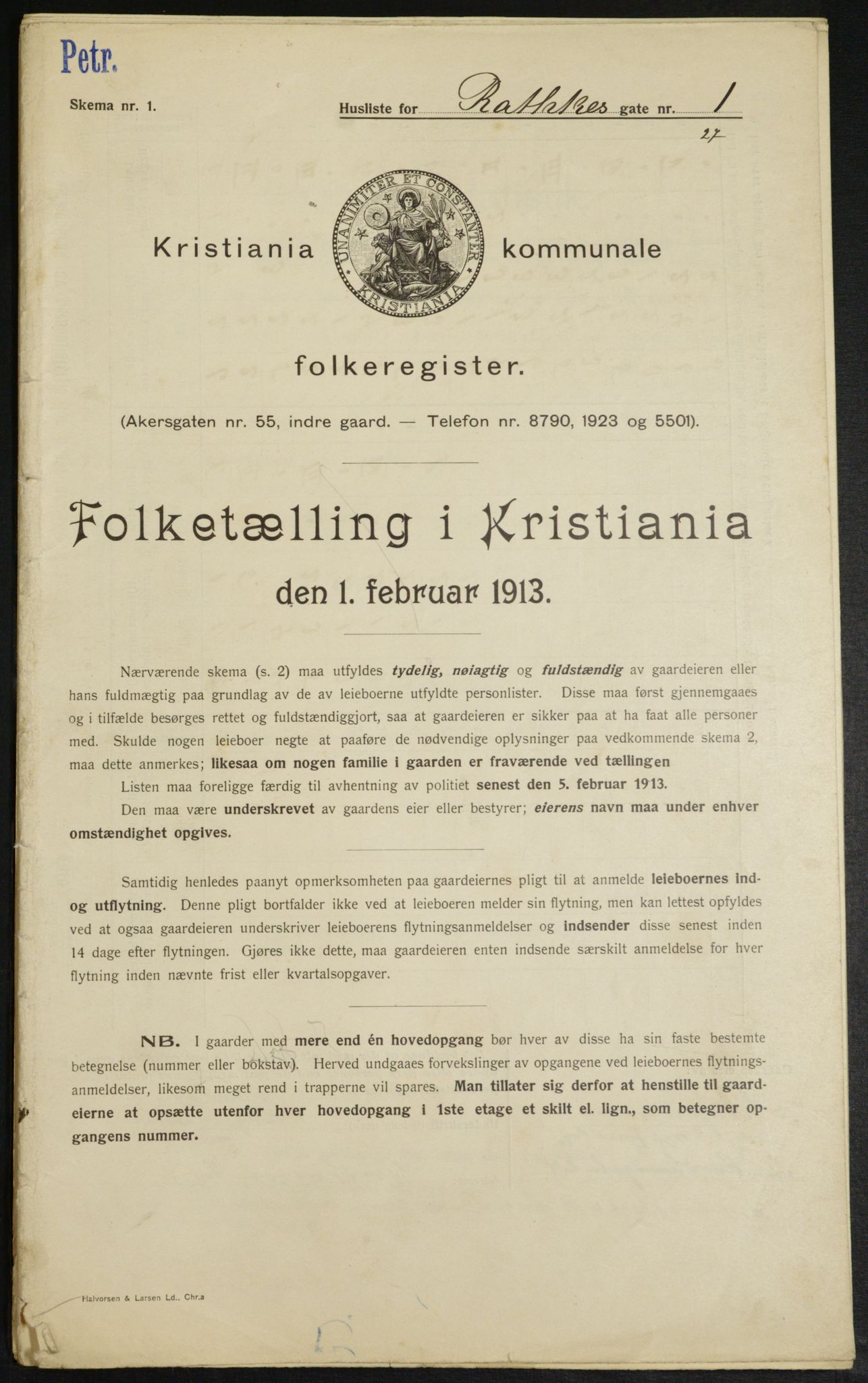 OBA, Municipal Census 1913 for Kristiania, 1913, p. 81918