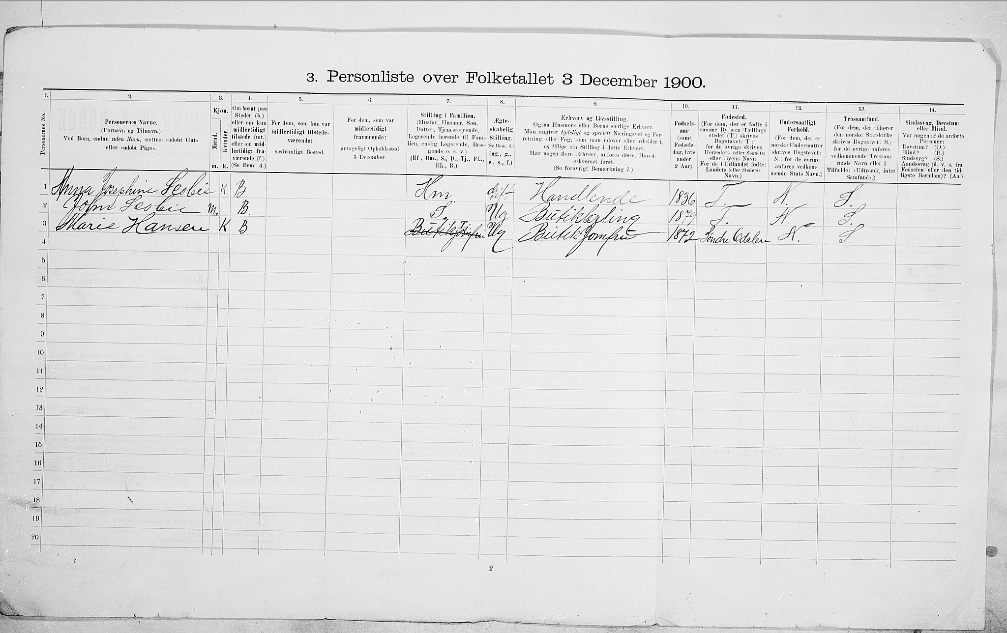 SAO, 1900 census for Kristiania, 1900, p. 77720