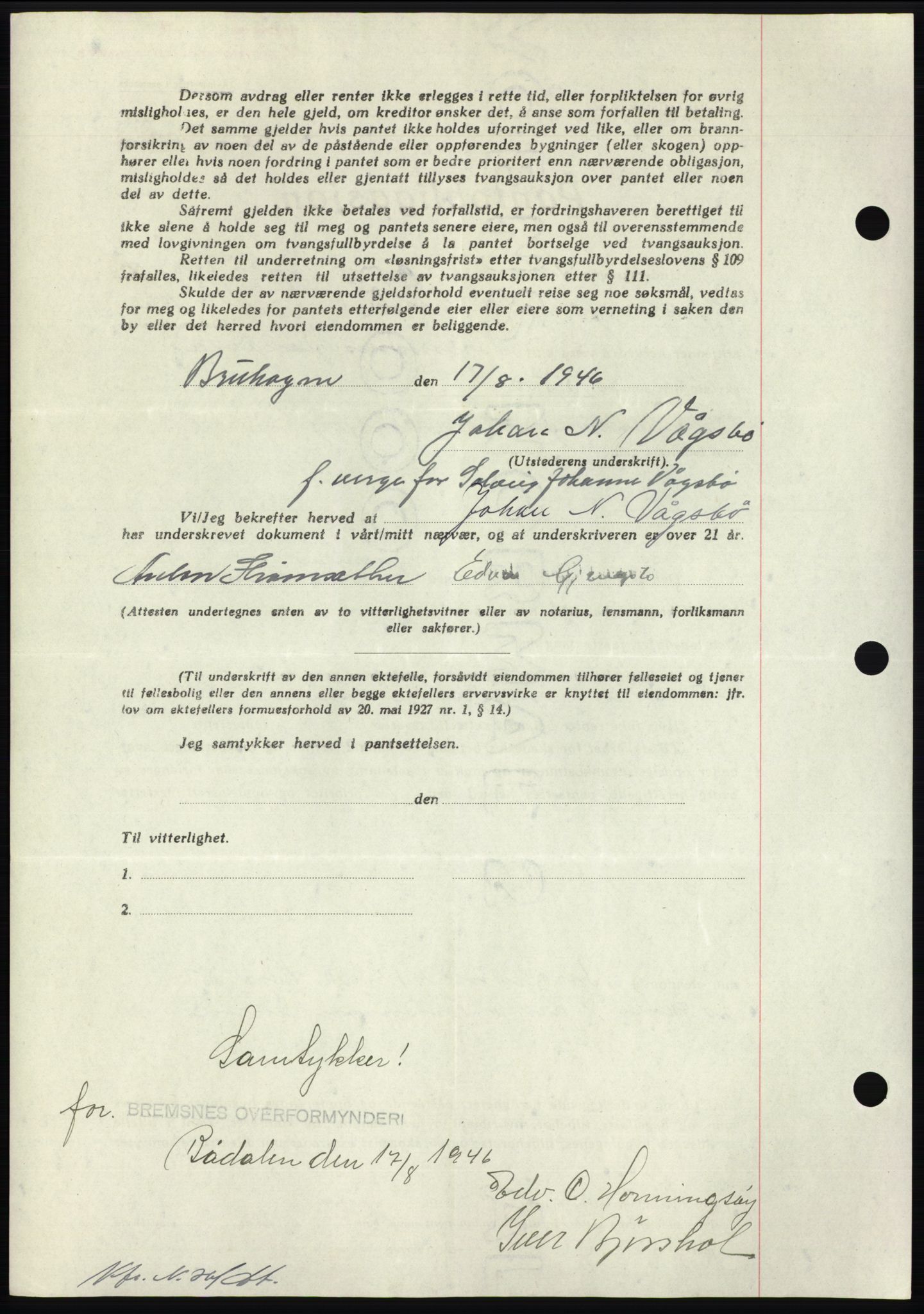 Nordmøre sorenskriveri, AV/SAT-A-4132/1/2/2Ca: Mortgage book no. B94, 1946-1946, Diary no: : 1716/1946