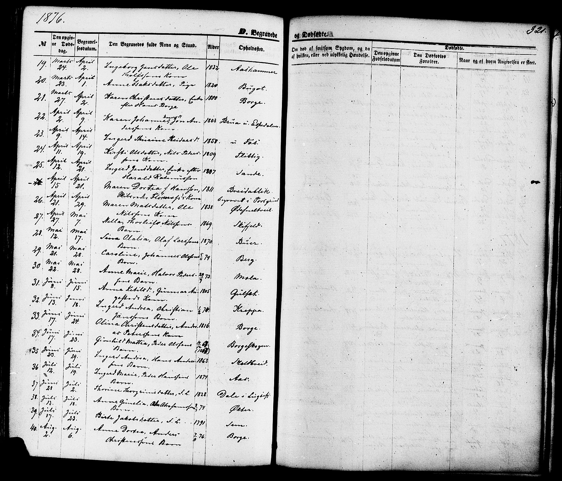 Gjerpen kirkebøker, SAKO/A-265/F/Fa/L0009: Parish register (official) no. I 9, 1872-1885, p. 321