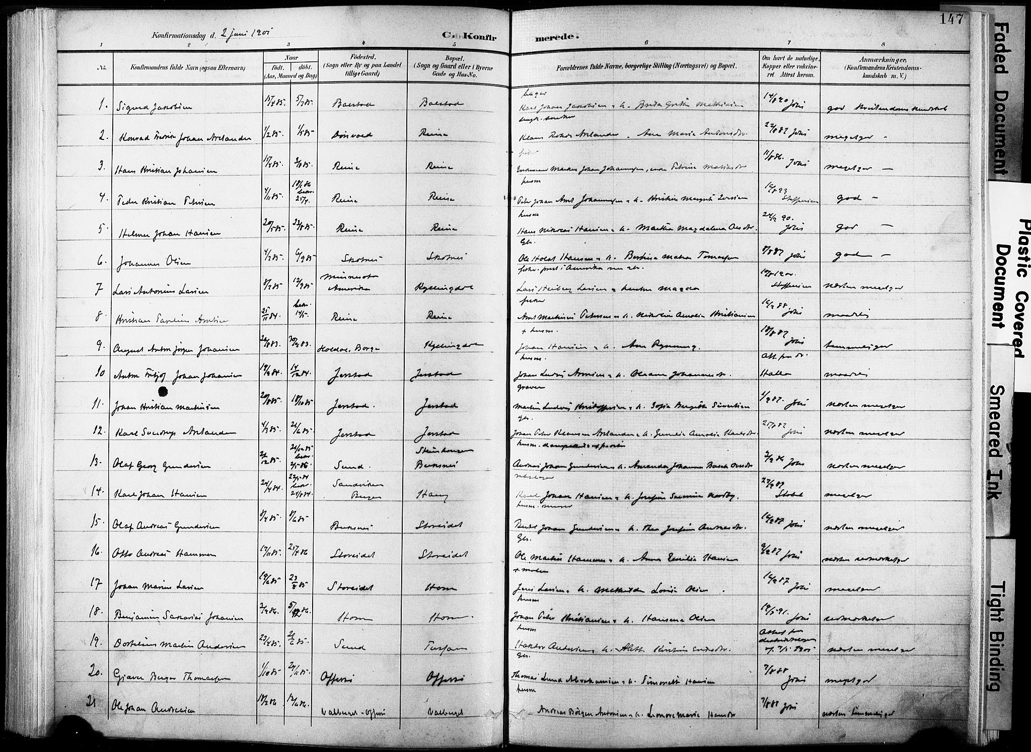 Ministerialprotokoller, klokkerbøker og fødselsregistre - Nordland, AV/SAT-A-1459/881/L1151: Parish register (official) no. 881A04, 1899-1907, p. 147