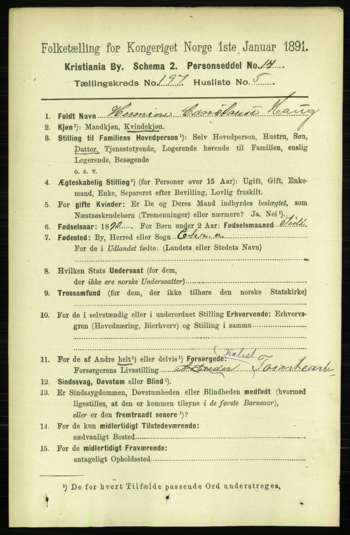 RA, 1891 census for 0301 Kristiania, 1891, p. 118903