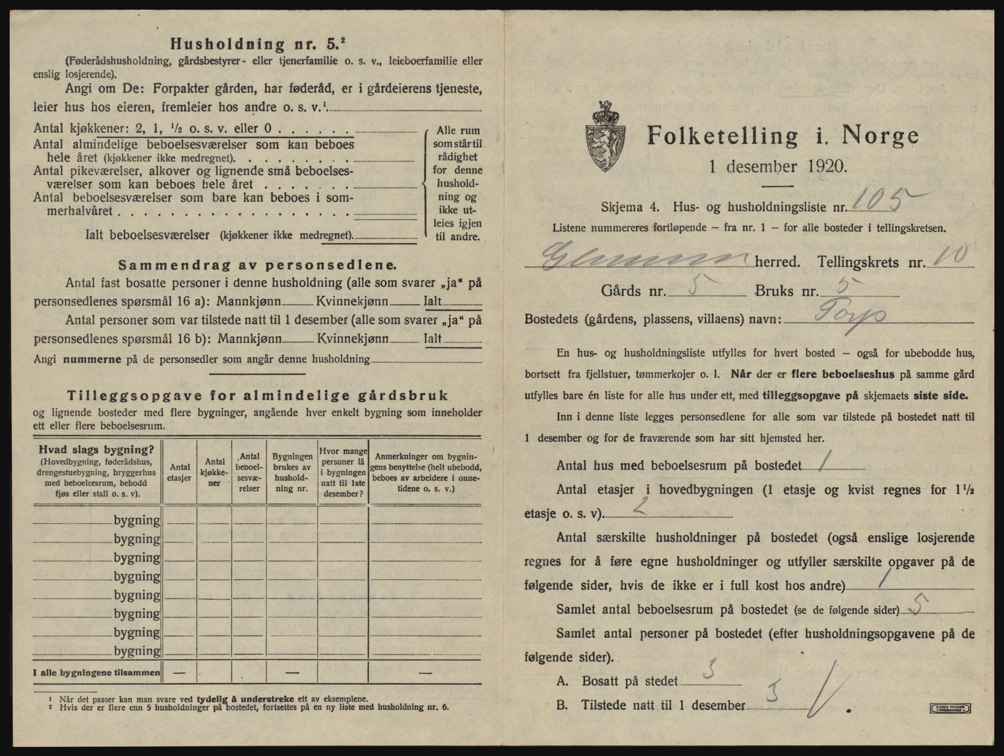 SAO, 1920 census for Glemmen, 1920, p. 2133