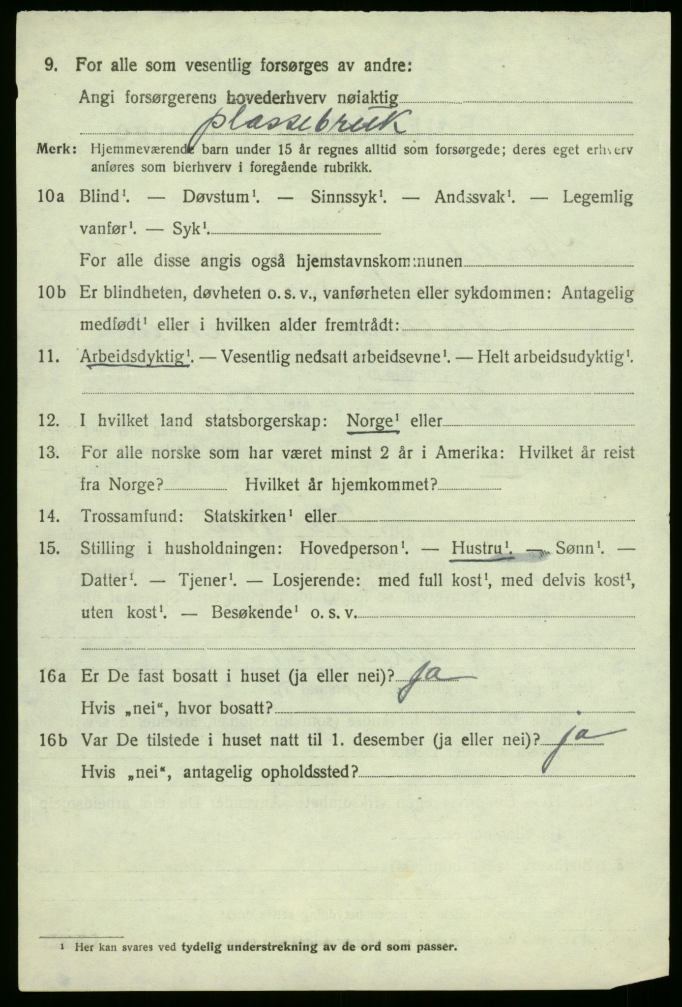 SAB, 1920 census for Årdal, 1920, p. 506