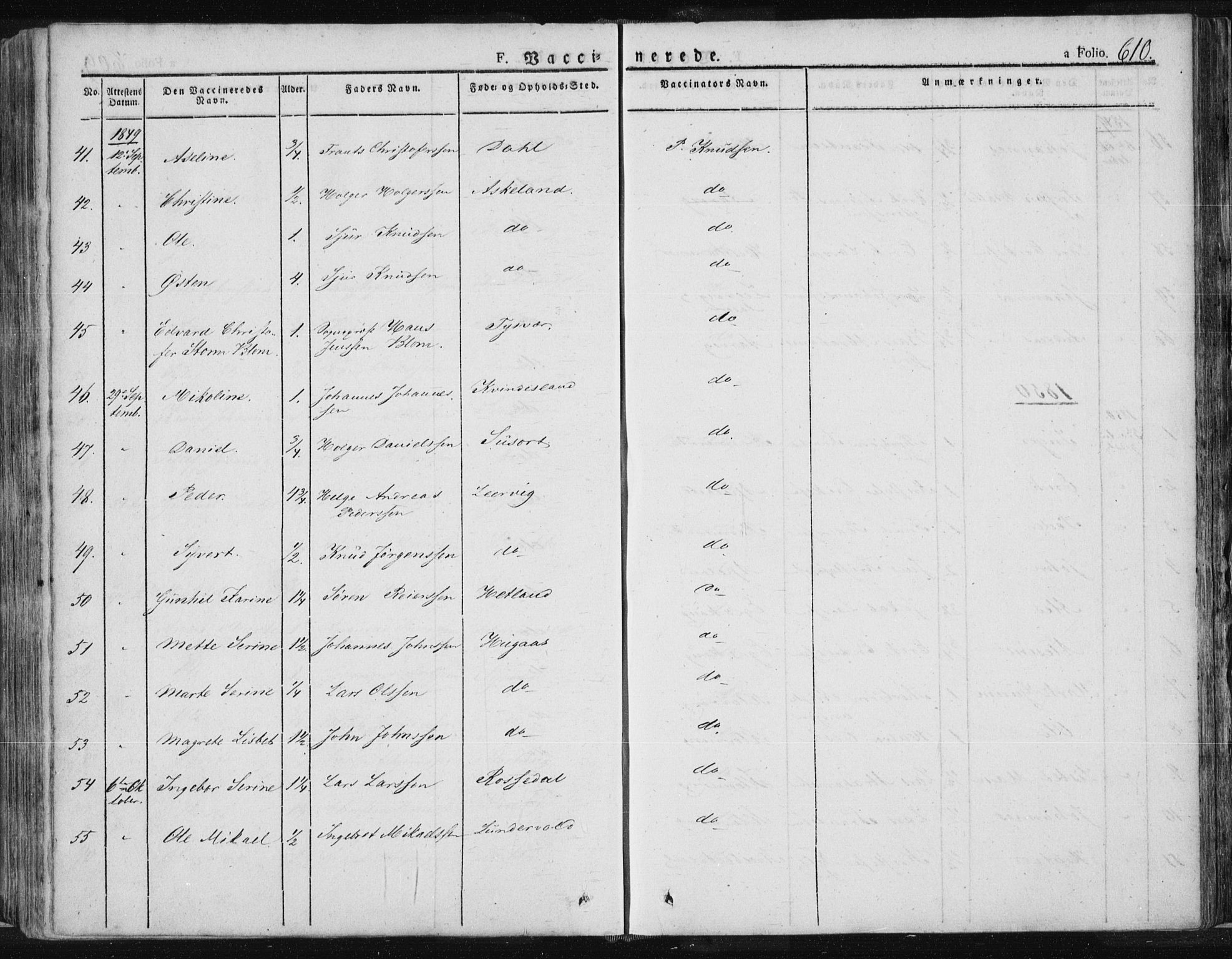 Tysvær sokneprestkontor, AV/SAST-A -101864/H/Ha/Haa/L0001: Parish register (official) no. A 1.2, 1831-1856, p. 610