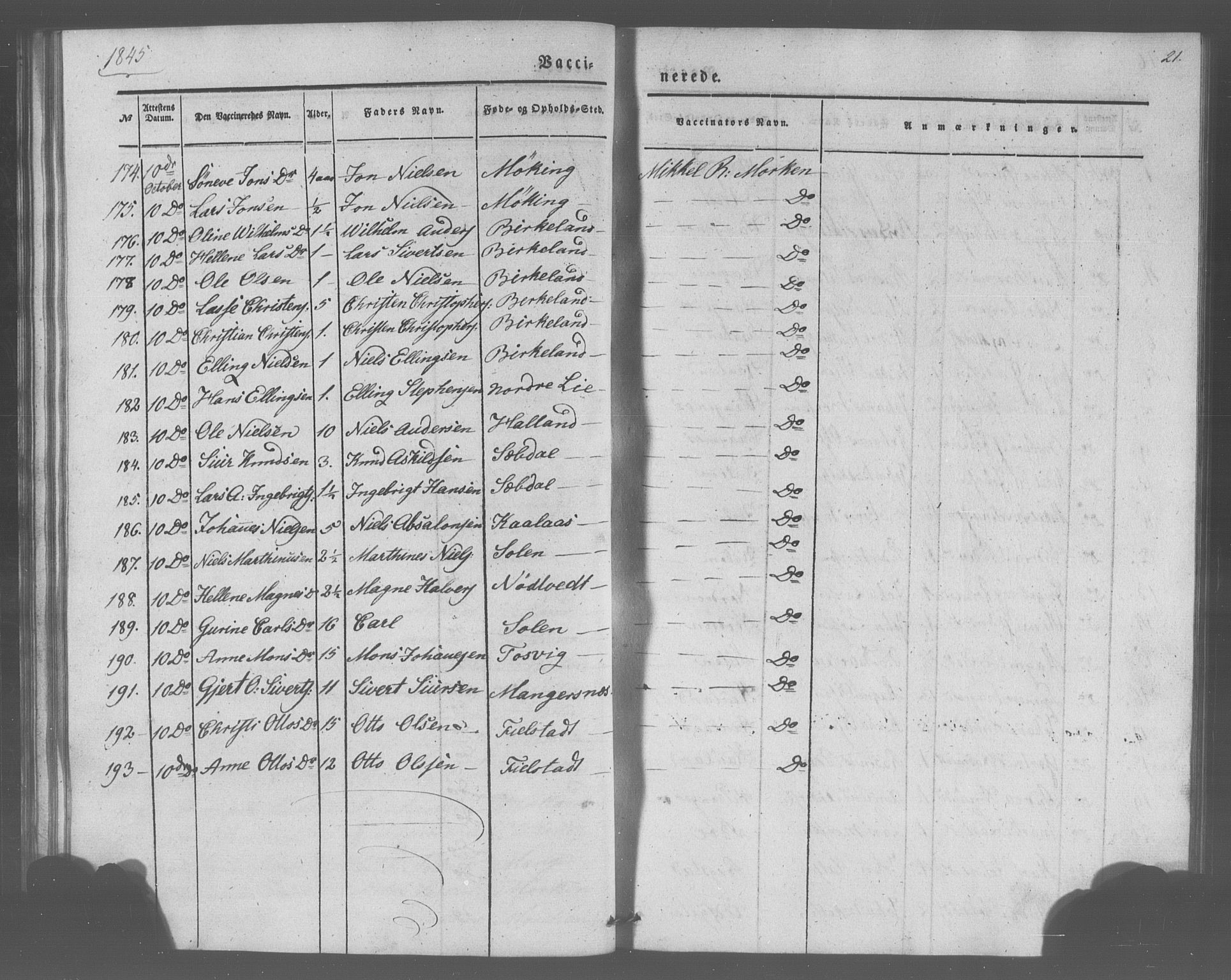 Manger sokneprestembete, SAB/A-76801/H/Haa: Parish register (official) no. A 10, 1844-1859, p. 21
