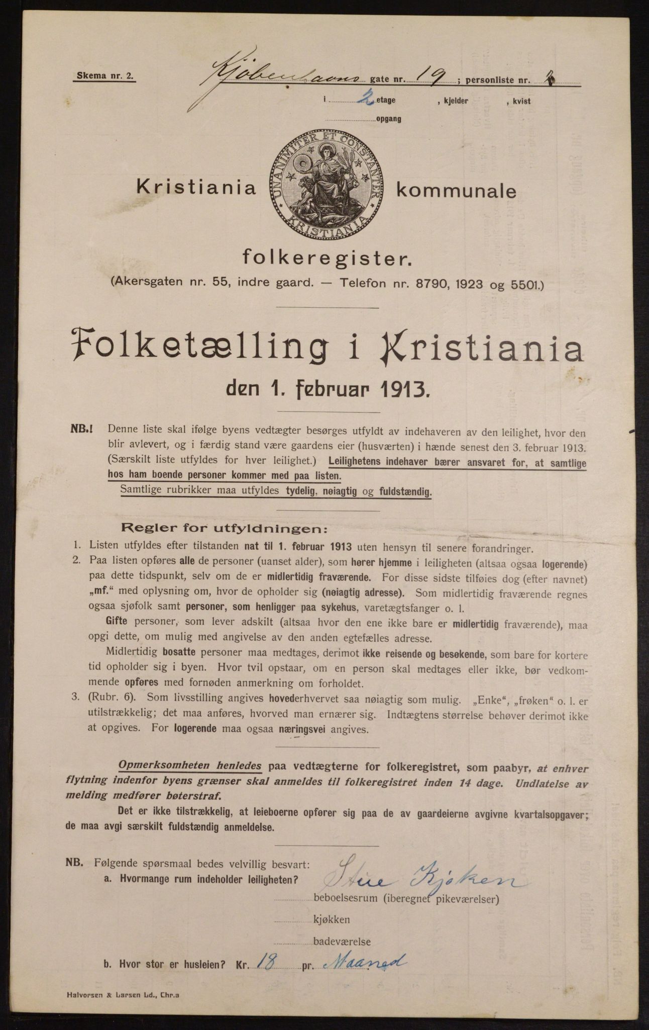 OBA, Municipal Census 1913 for Kristiania, 1913, p. 55010