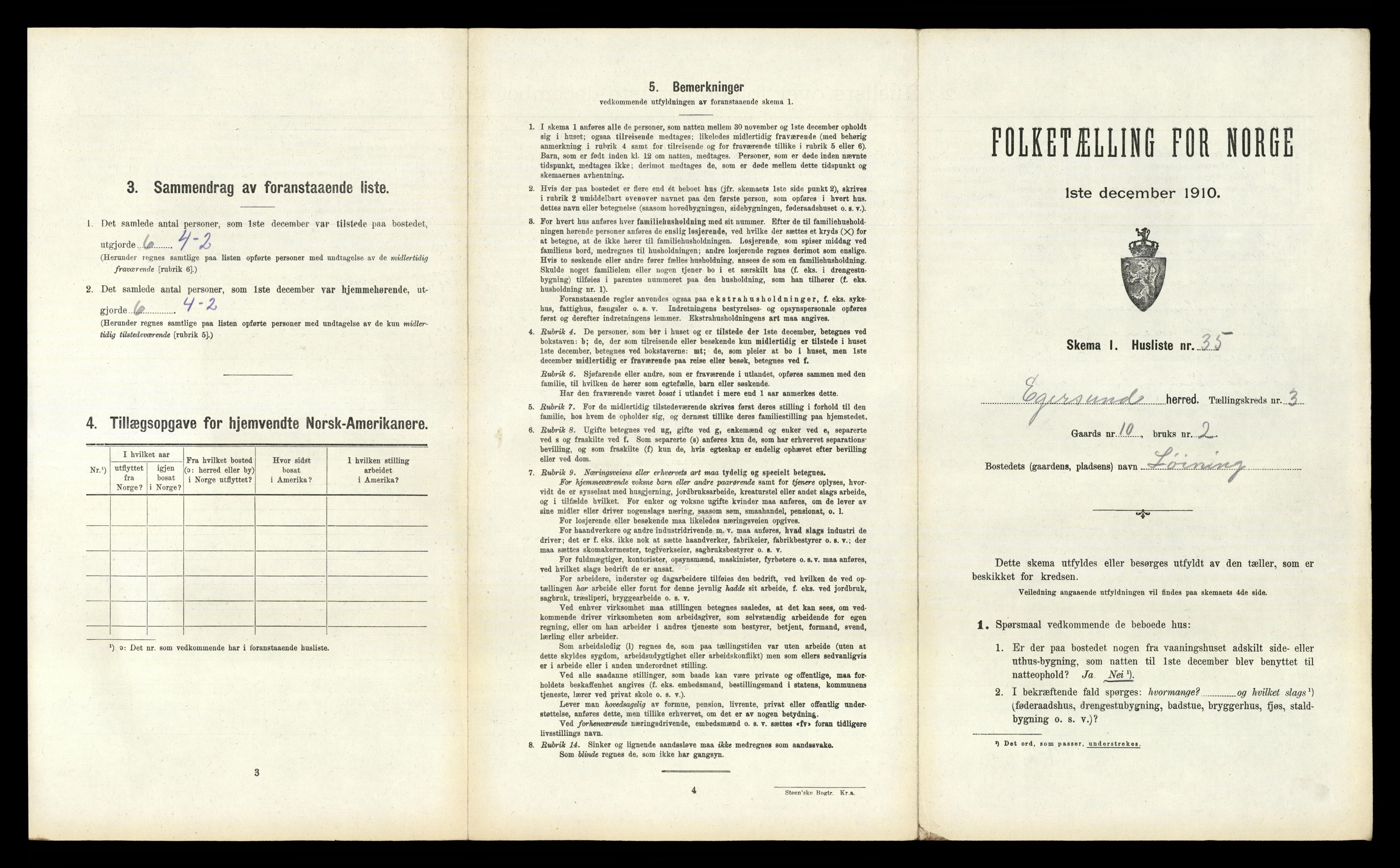 RA, 1910 census for Eigersund, 1910, p. 310