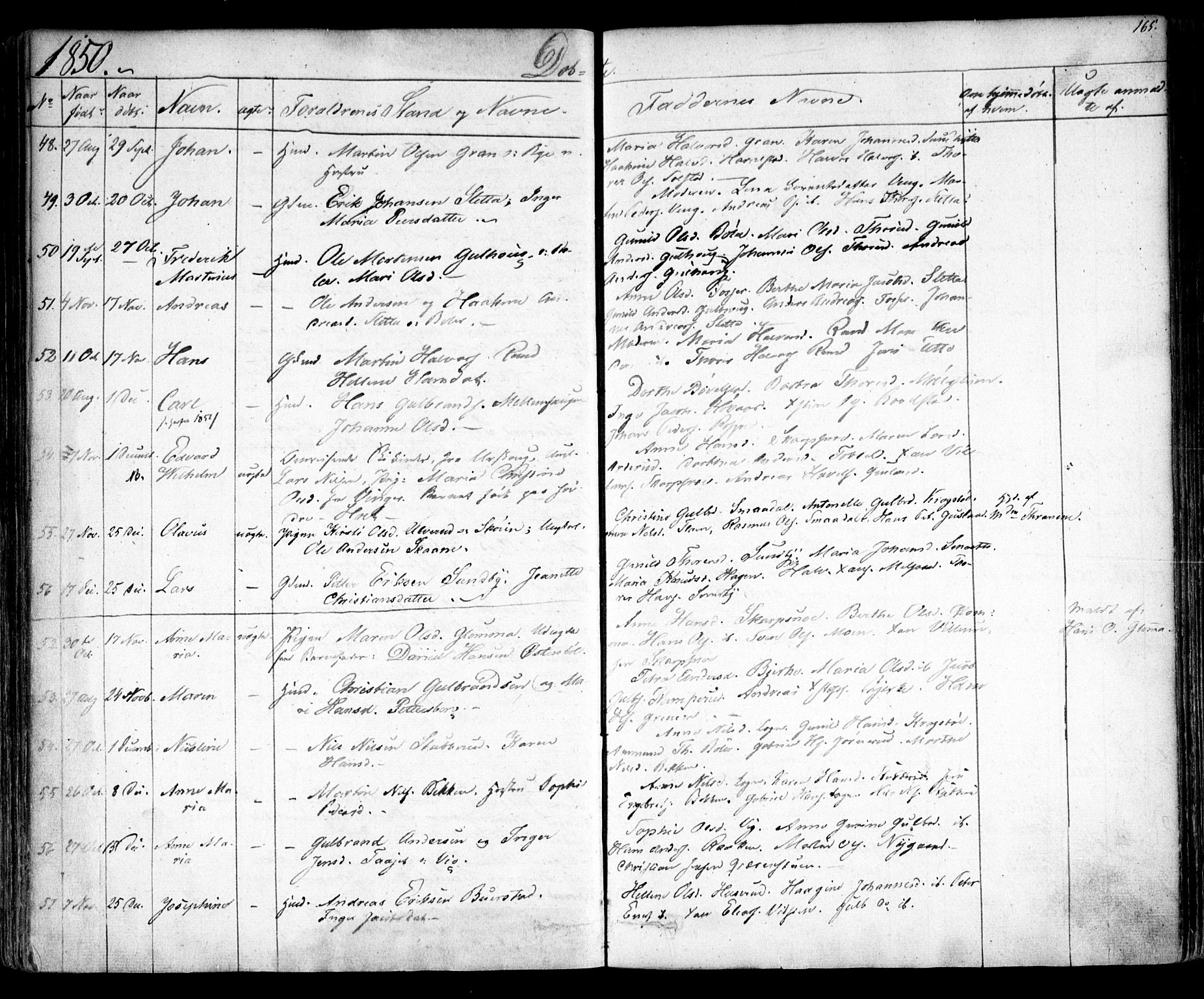 Enebakk prestekontor Kirkebøker, SAO/A-10171c/F/Fa/L0009: Parish register (official) no. I 9, 1832-1861, p. 165