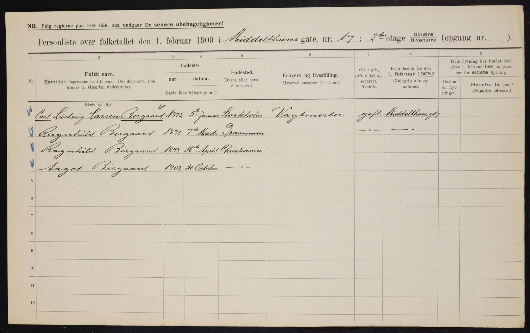 OBA, Municipal Census 1909 for Kristiania, 1909, p. 68304