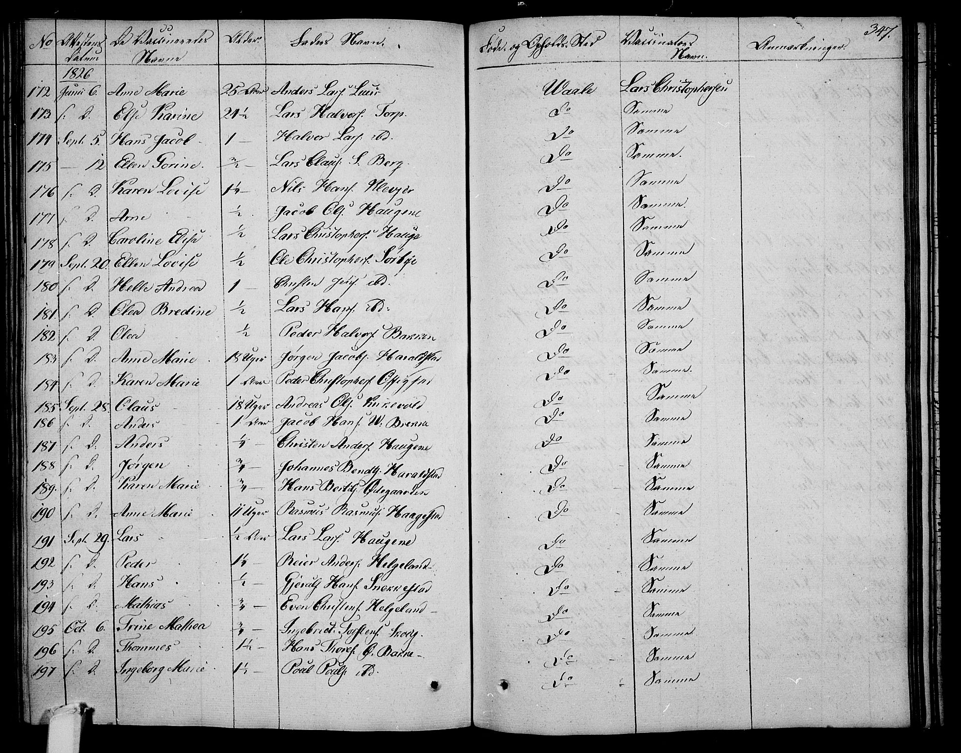 Våle kirkebøker, AV/SAKO-A-334/F/Fa/L0008: Parish register (official) no. I 8, 1824-1844, p. 347