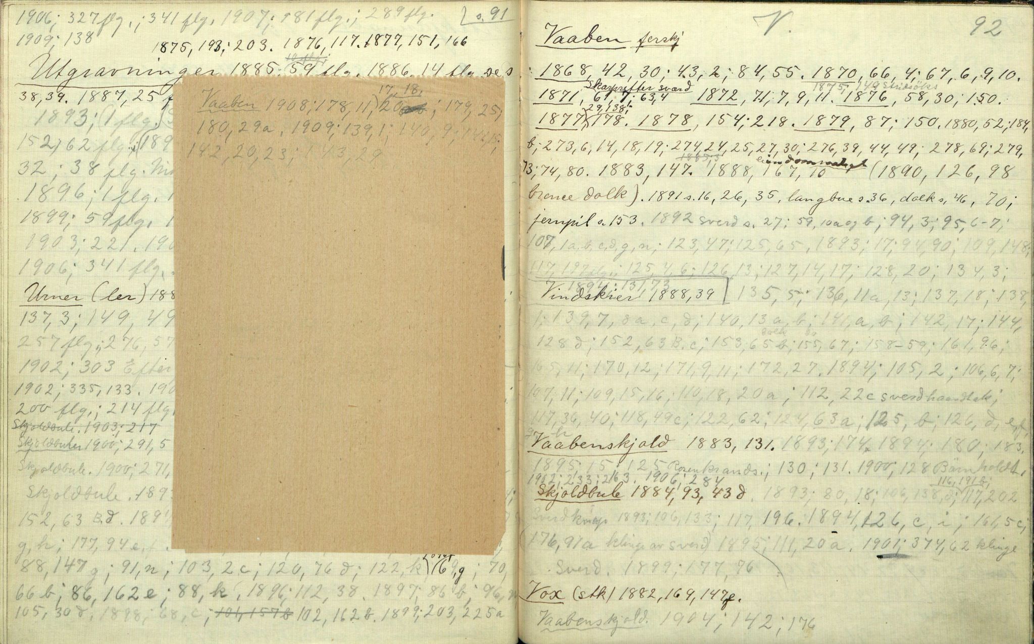 Rikard Berge, TEMU/TGM-A-1003/H/L0094: 94: Katalog over Foreningen til norske fortidsminnemerkers Bevarings Aaresberetninger ll, 1918-1919, p. 91-92