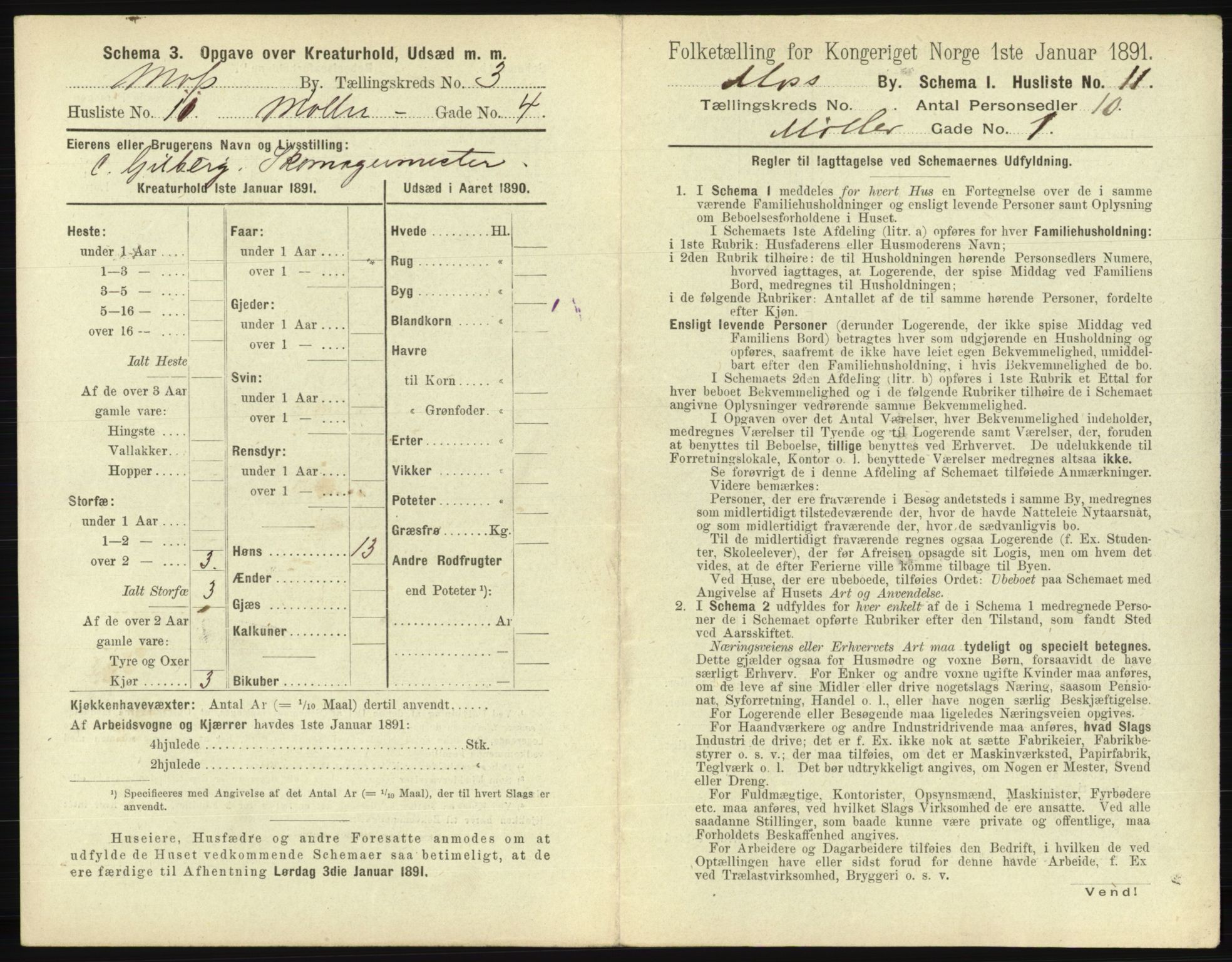 RA, 1891 census for 0104 Moss, 1891, p. 270