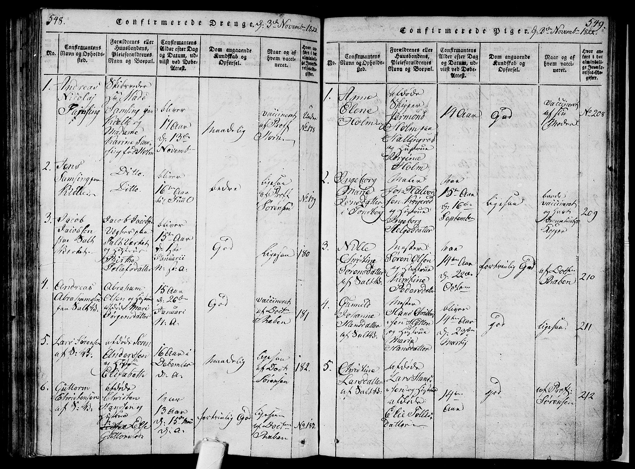 Sem kirkebøker, AV/SAKO-A-5/F/Fa/L0004: Parish register (official) no. I 4, 1814-1825, p. 548-549