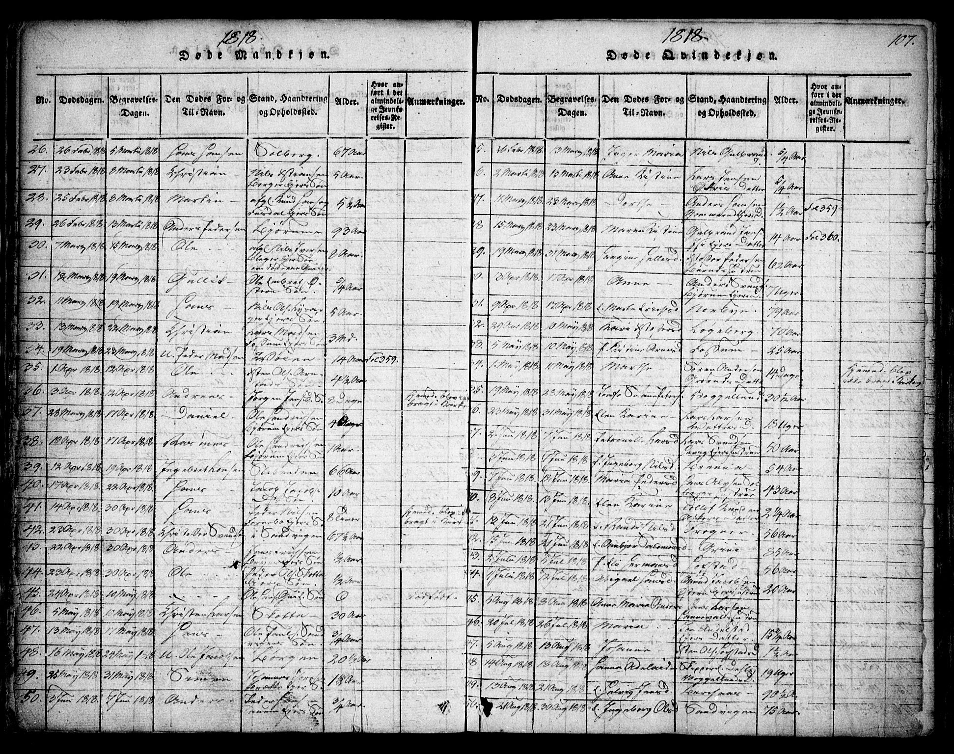 Asker prestekontor Kirkebøker, SAO/A-10256a/F/Fa/L0006: Parish register (official) no. I 6, 1814-1824, p. 107