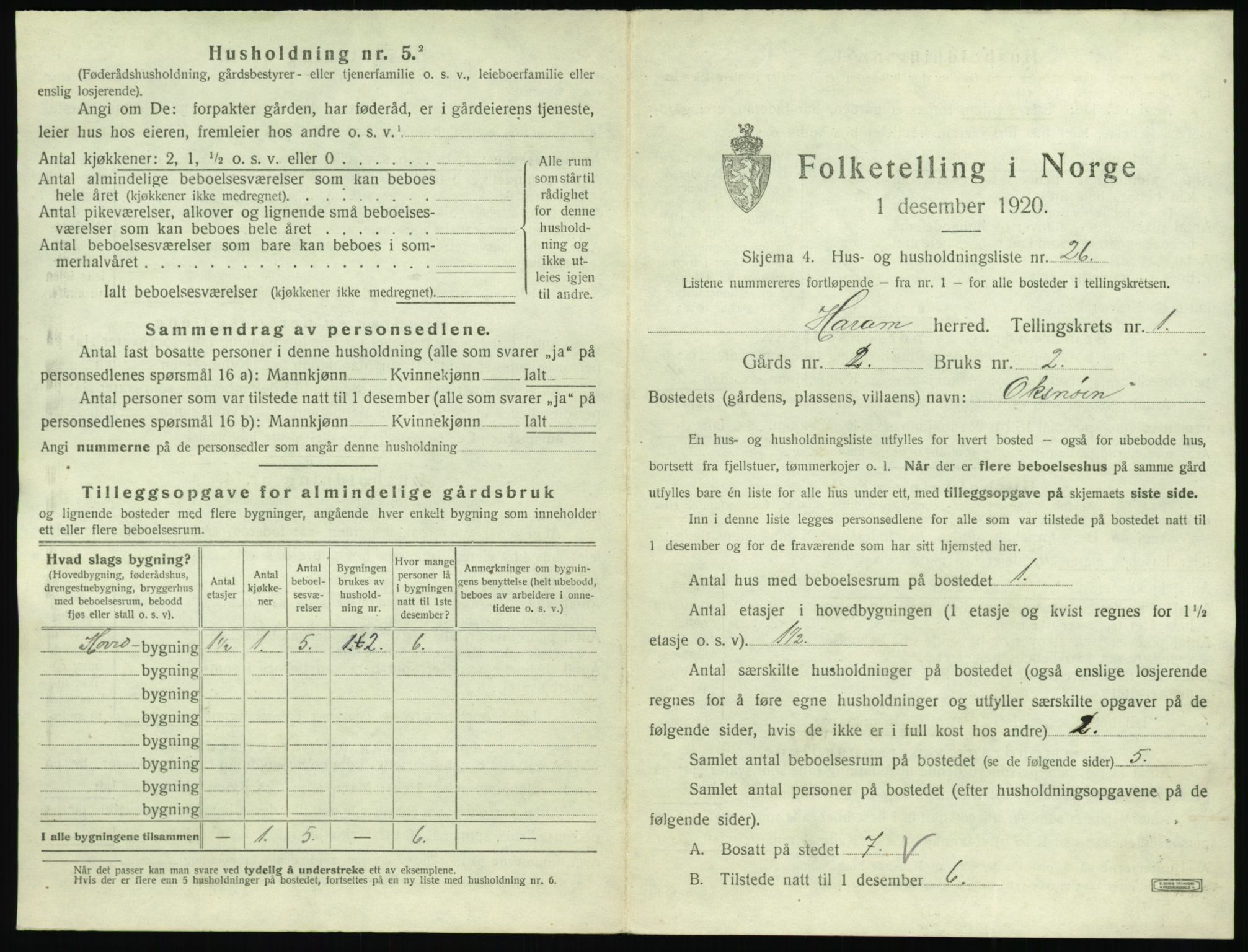 SAT, 1920 census for Haram, 1920, p. 99