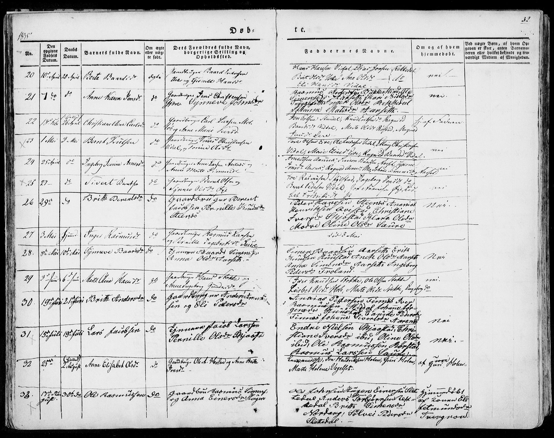Ministerialprotokoller, klokkerbøker og fødselsregistre - Møre og Romsdal, SAT/A-1454/515/L0208: Parish register (official) no. 515A04, 1830-1846, p. 32