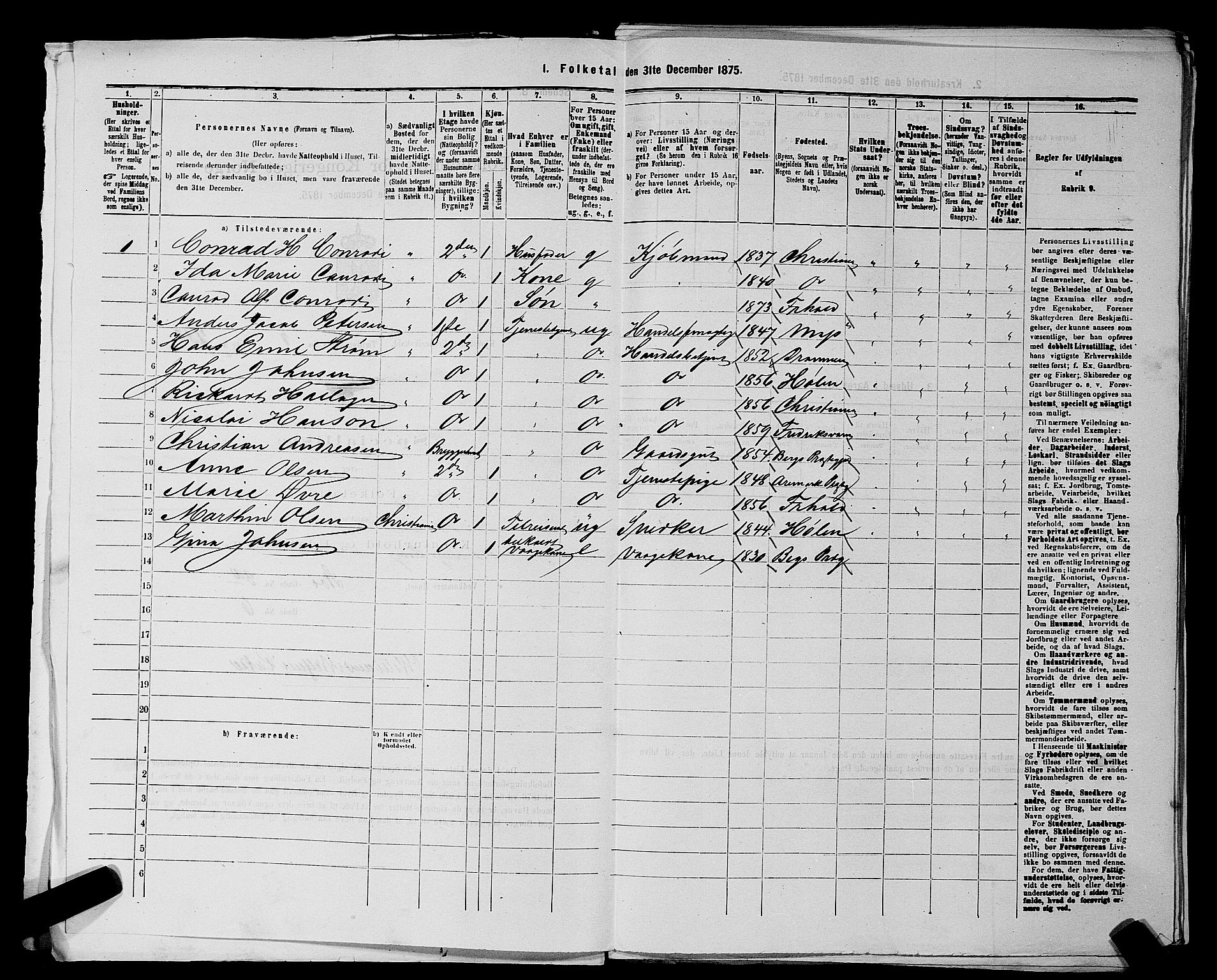 RA, 1875 census for 0101P Fredrikshald, 1875, p. 485