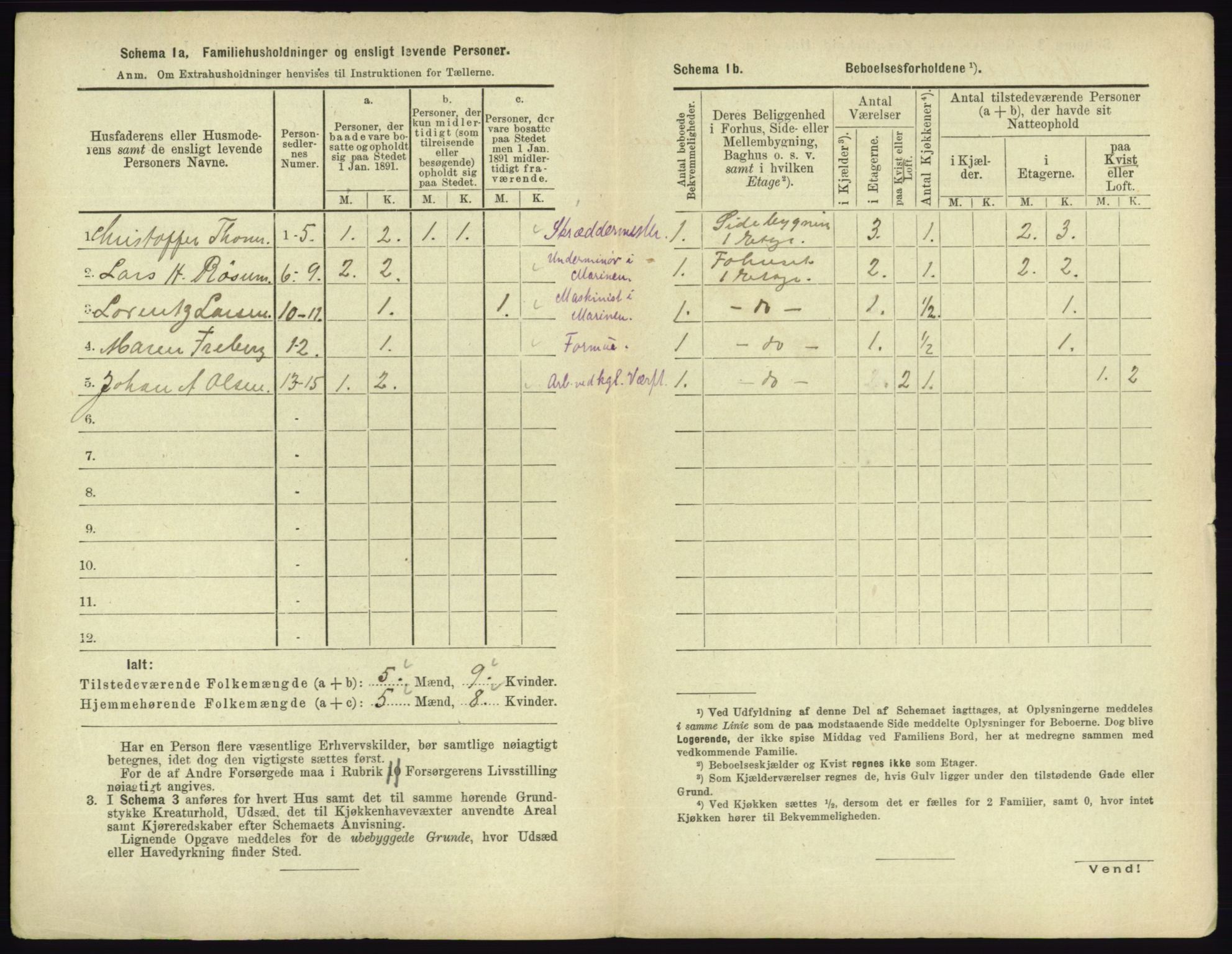 RA, 1891 census for 0703 Horten, 1891, p. 388