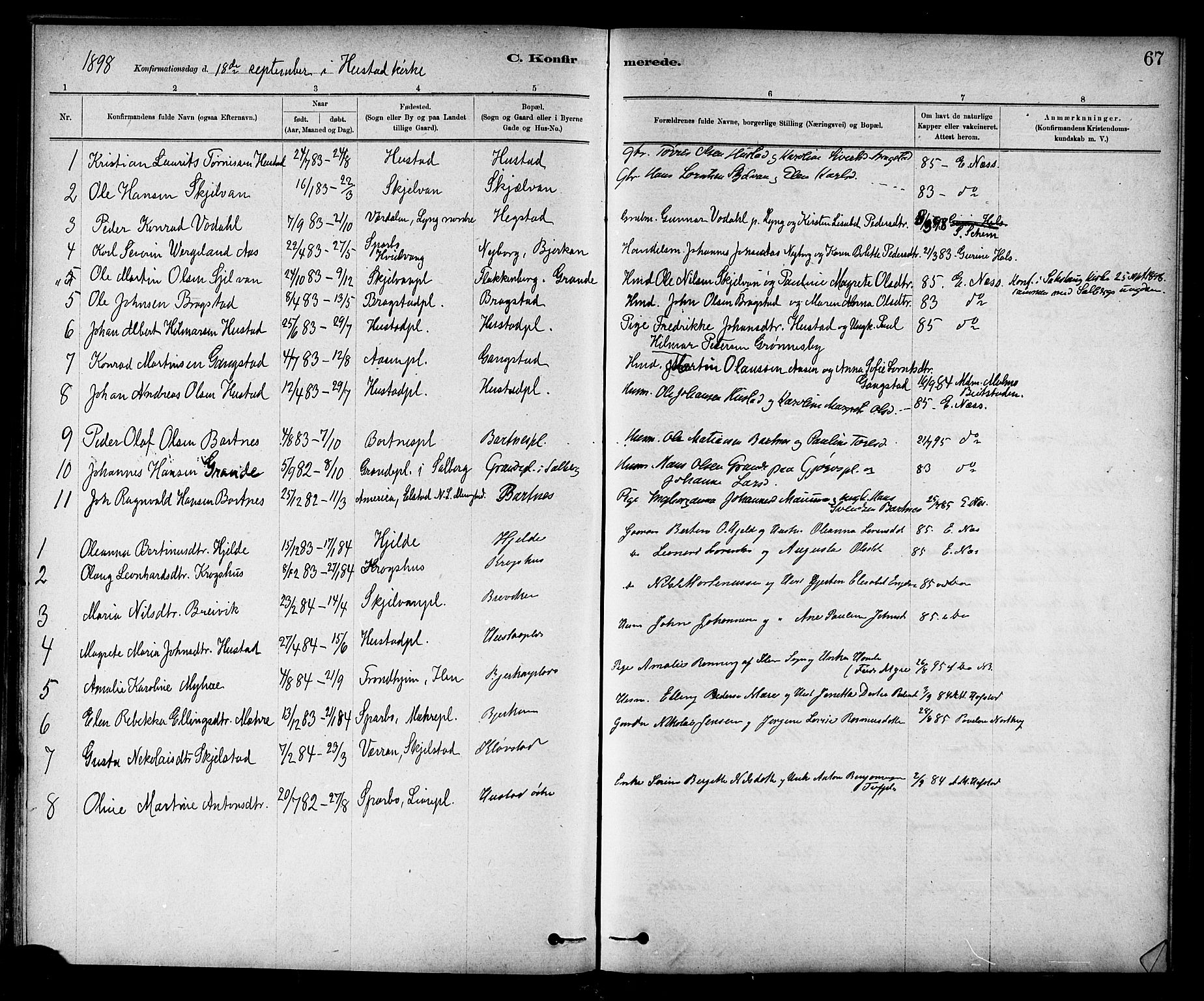 Ministerialprotokoller, klokkerbøker og fødselsregistre - Nord-Trøndelag, SAT/A-1458/732/L0318: Parish register (copy) no. 732C02, 1881-1911, p. 67