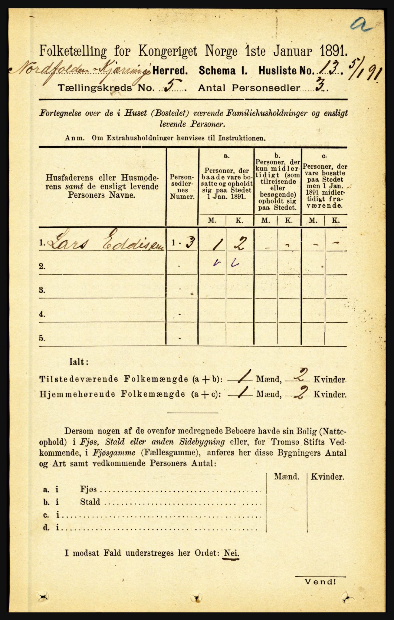 RA, 1891 census for 1846 Nordfold-Kjerringøy, 1891, p. 1139