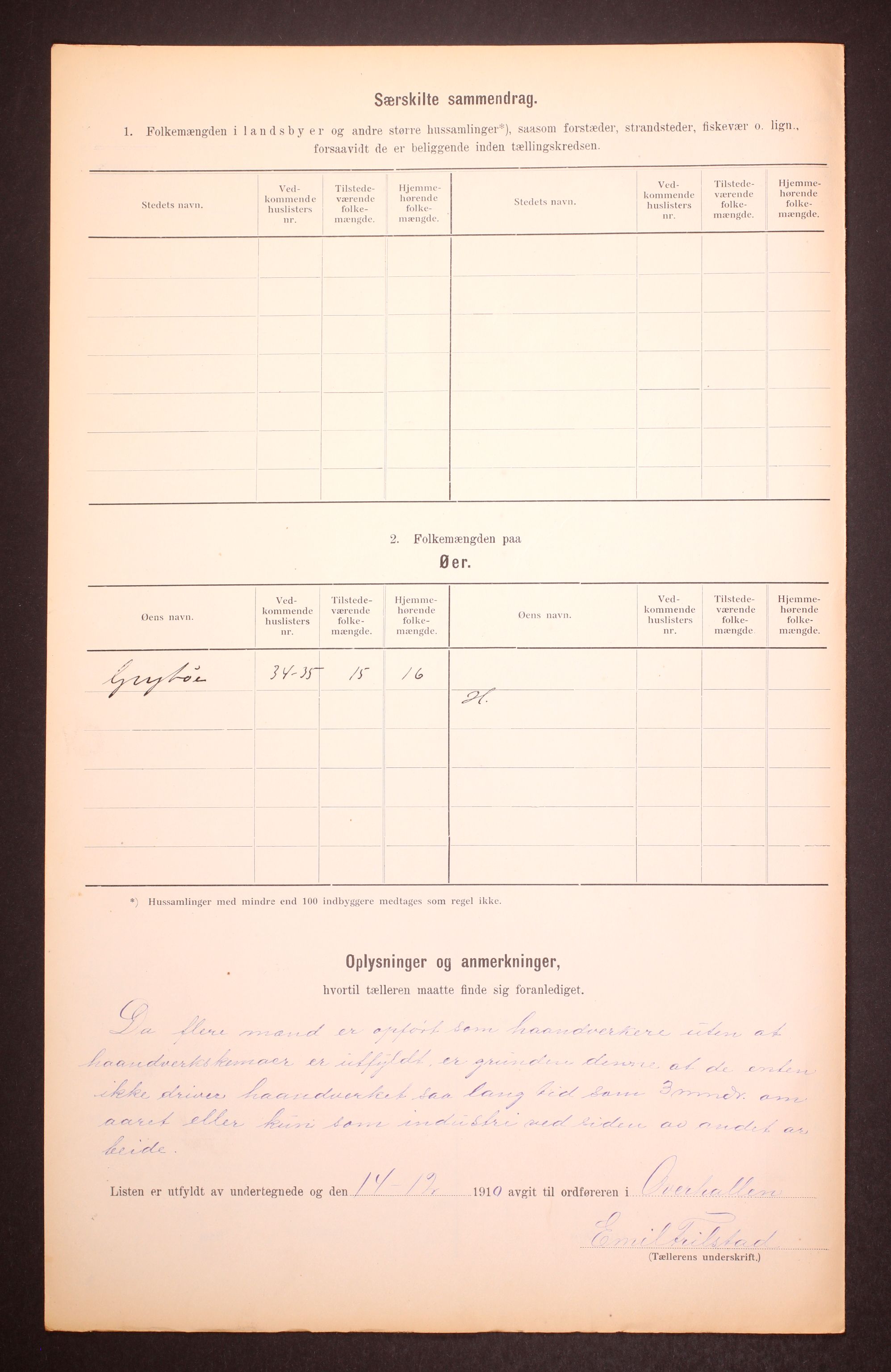 RA, 1910 census for Overhalla, 1910, p. 6