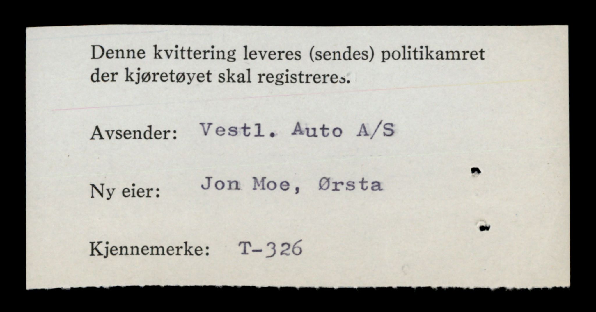 Møre og Romsdal vegkontor - Ålesund trafikkstasjon, SAT/A-4099/F/Fe/L0003: Registreringskort for kjøretøy T 232 - T 340, 1927-1998, p. 2773