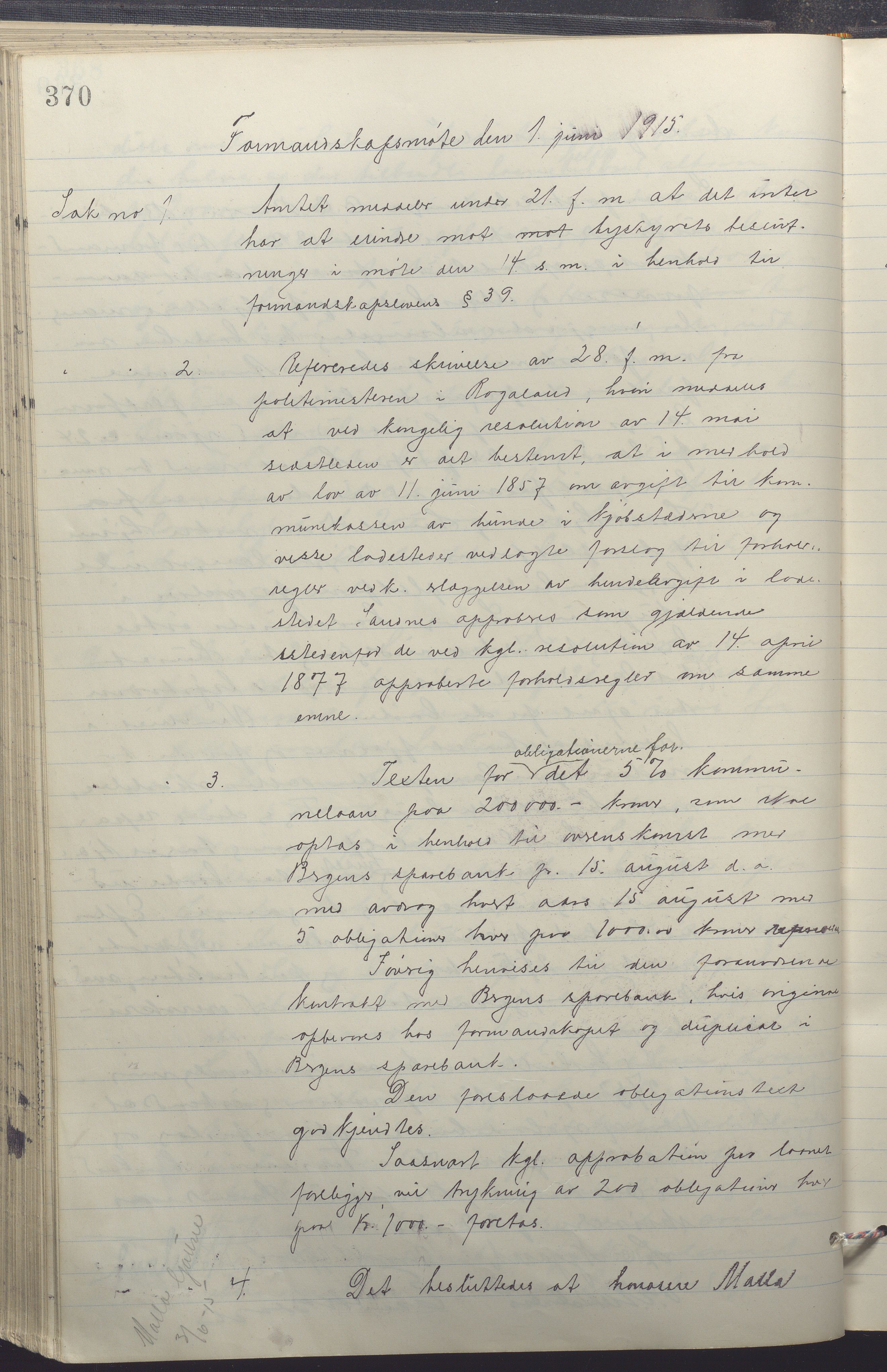 Sandnes kommune - Formannskapet og Bystyret, IKAR/K-100188/Aa/L0008: Møtebok, 1913-1917, p. 370